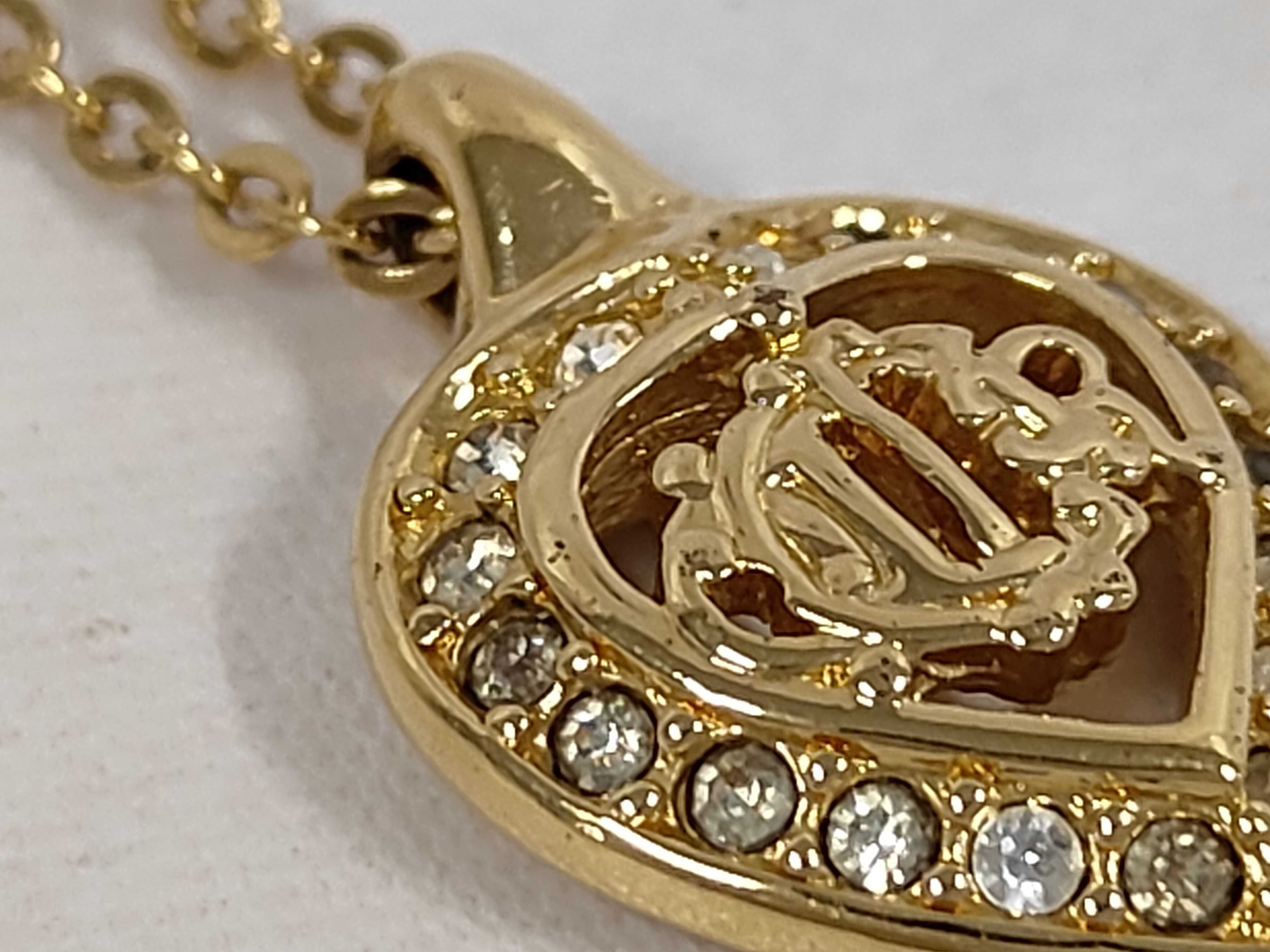 Heart Rhinestone Necklace, Gold Necklace — view 9