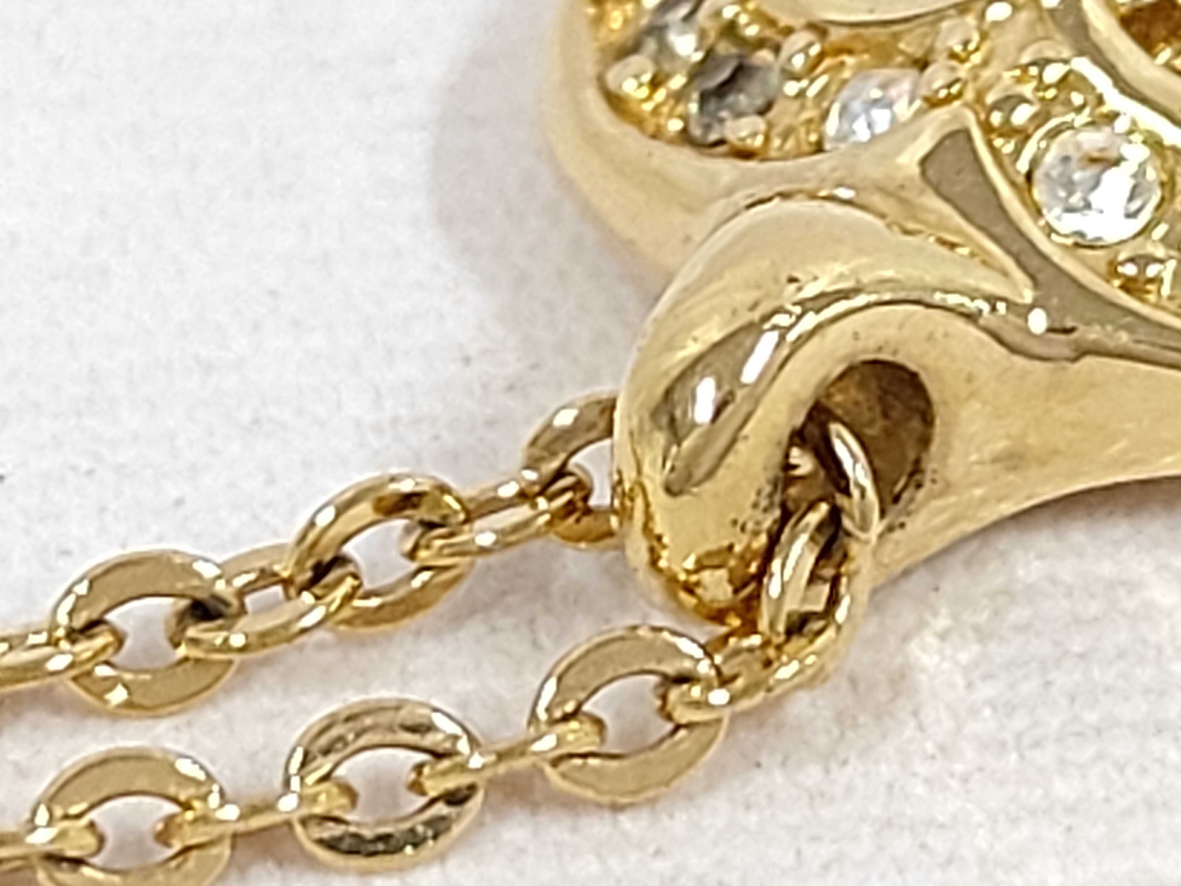 Heart Rhinestone Necklace, Gold Necklace — view 10