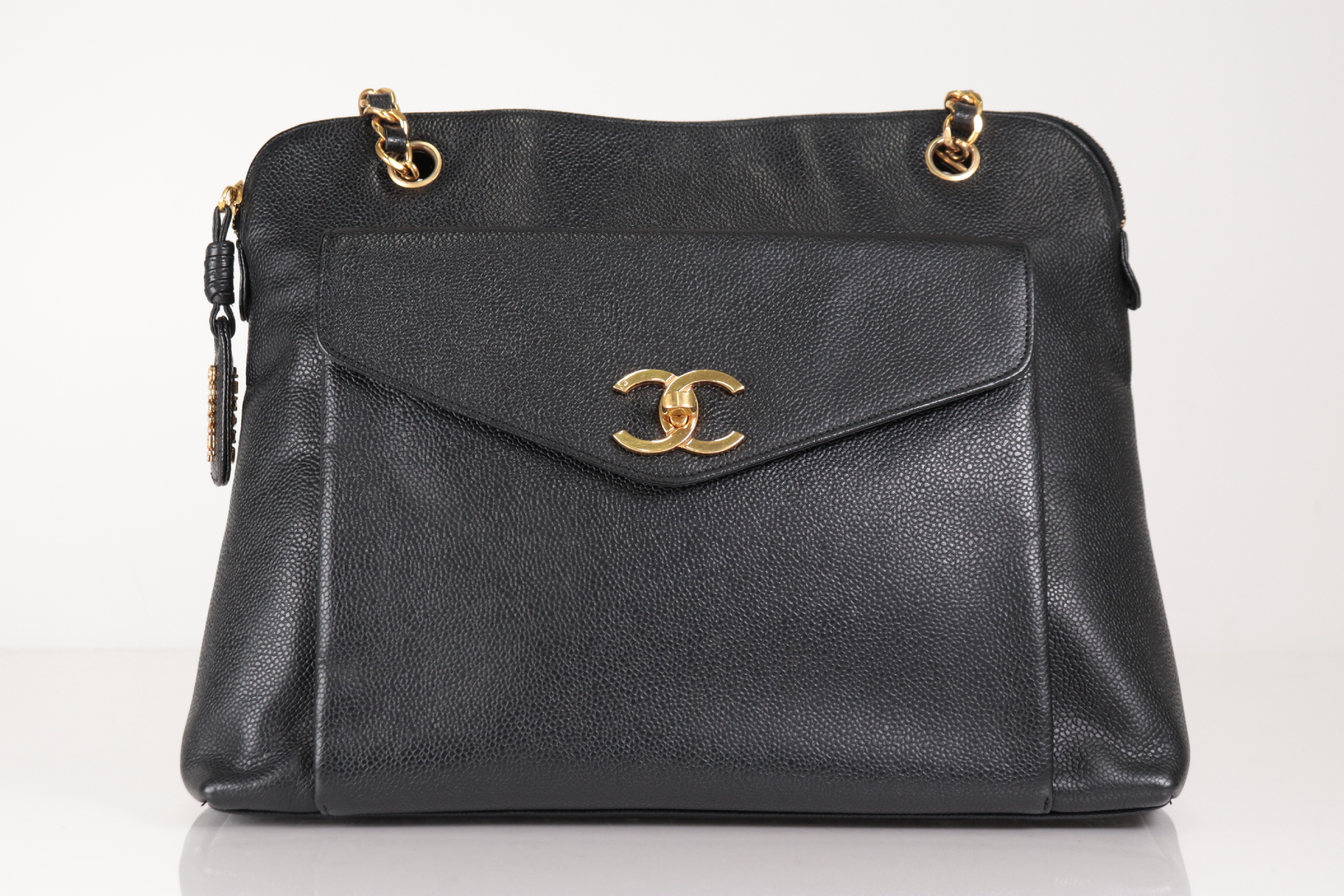 Turnlock Caviar Chain Tote, Series 3 Tote Bag