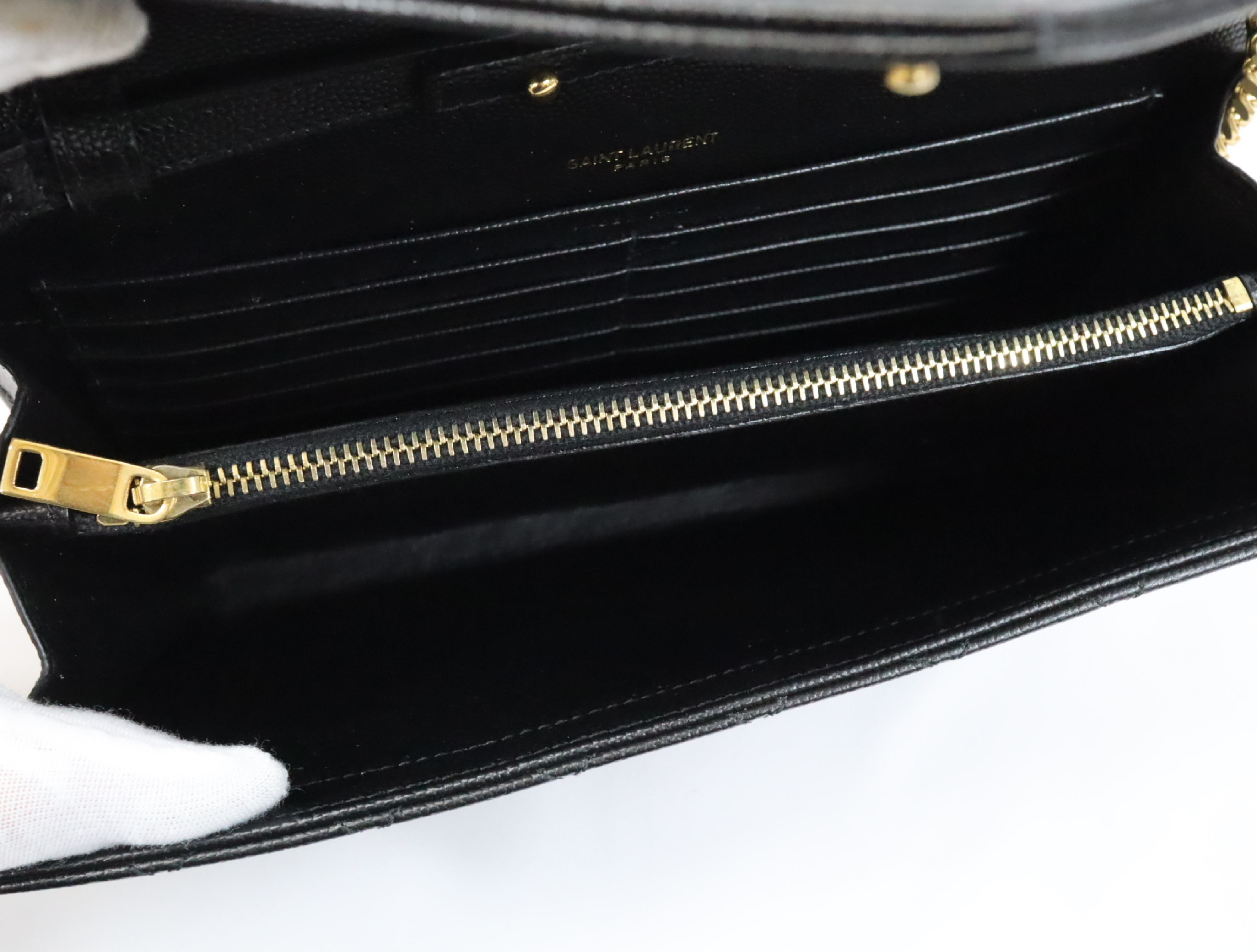 Leather Chain Shoulder Bag, Black, 620280 (Shoulder Bag) — view 14