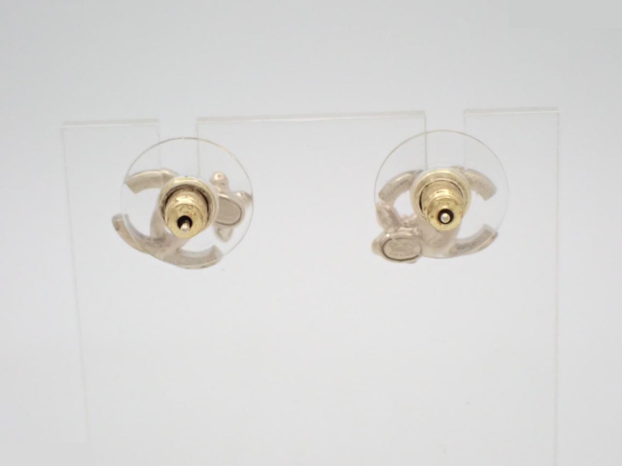 earrings, C23K gold, Coco Mark, flower design, stone, 1.2cm wide. — view 2