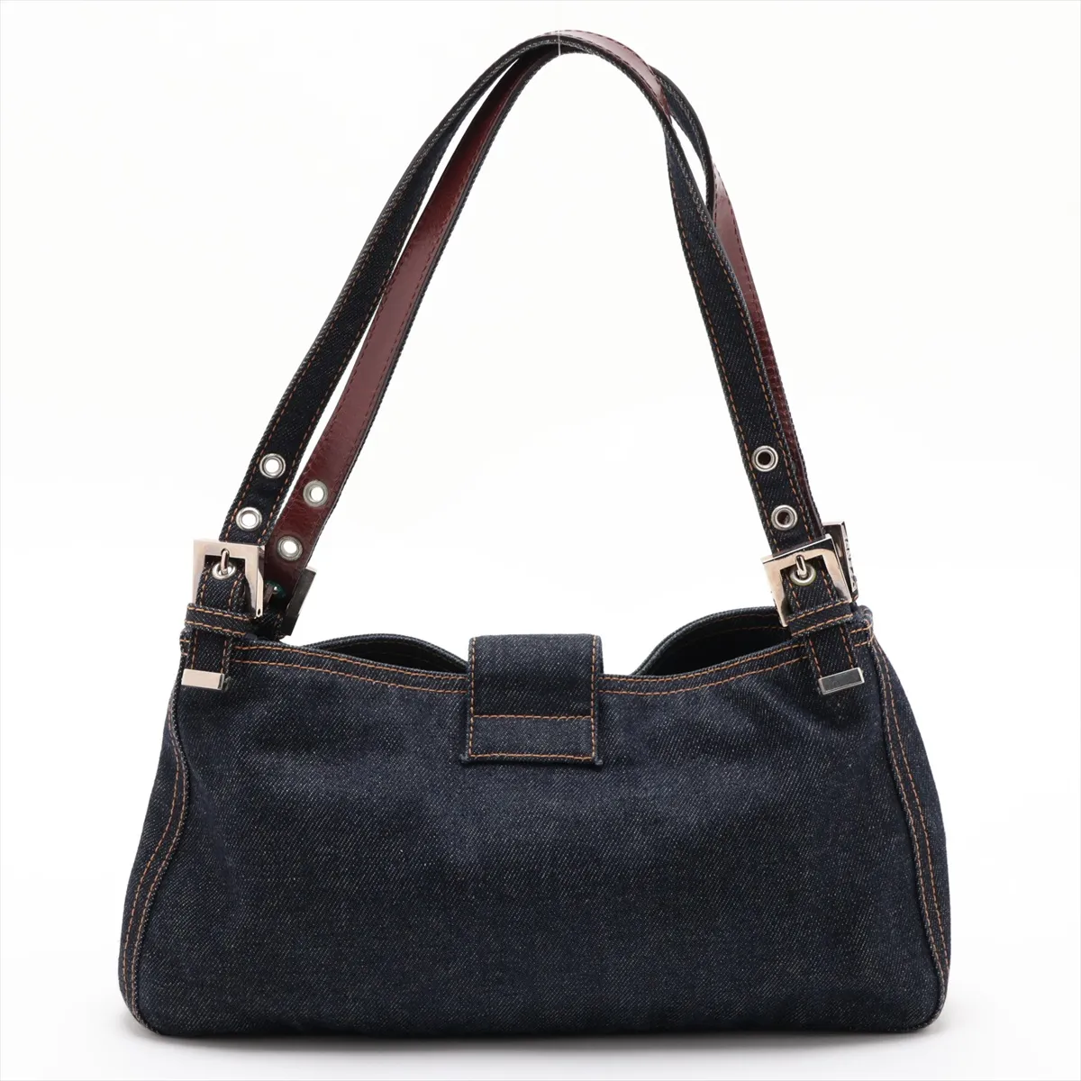 26583 Denim x Leather Shoulder Bag, Navy — view 2