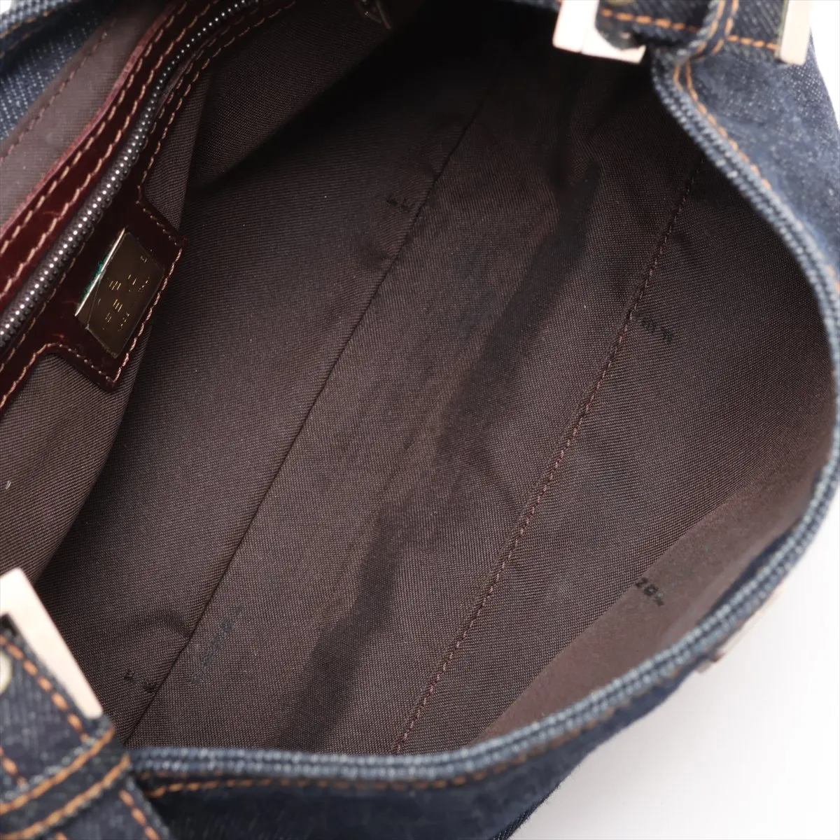 26583 Denim x Leather Shoulder Bag, Navy — view 7