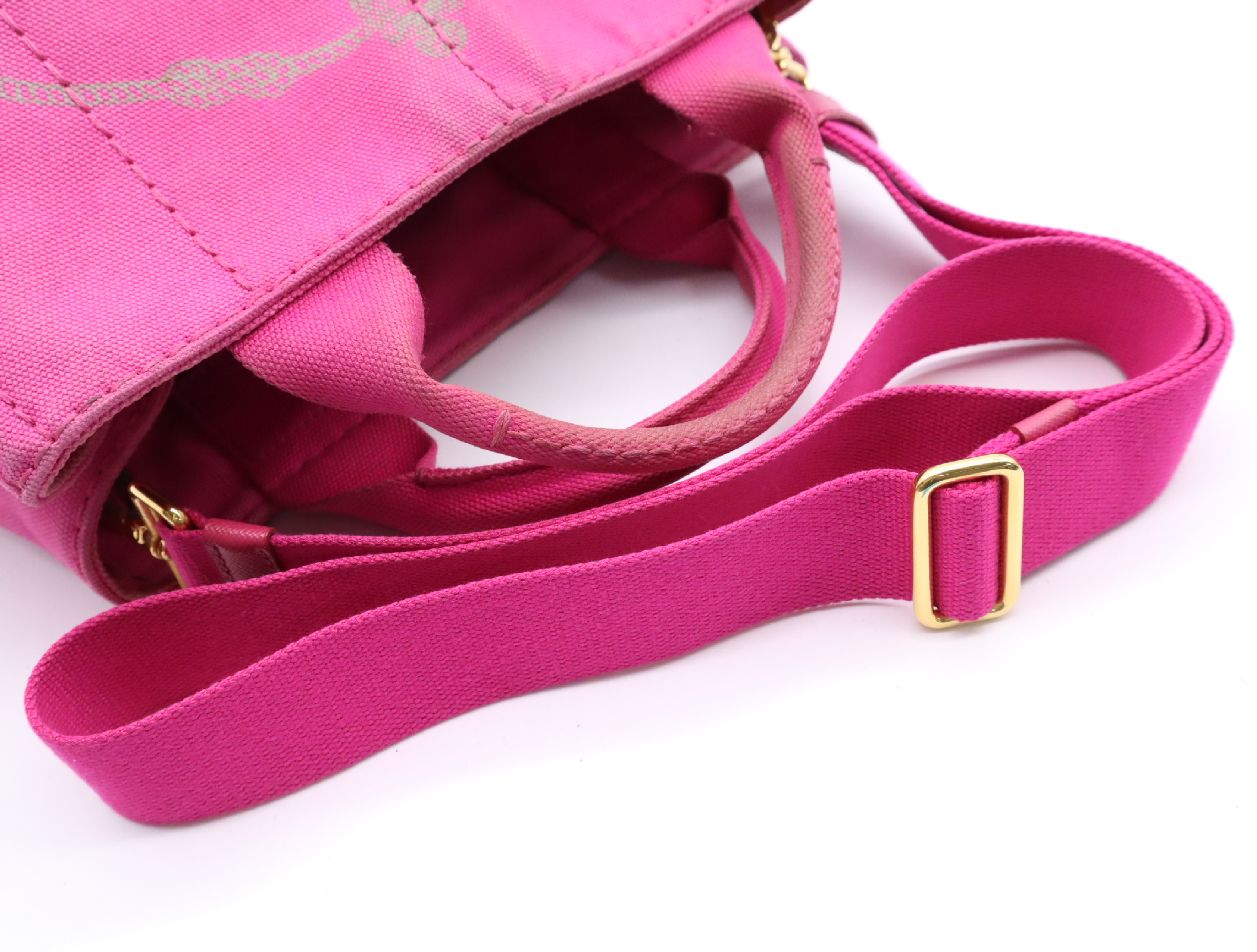 B2439G Canvas Canapa 2-Way Mini Tote Bag, Pink, with Shoulder Strap. — view 12