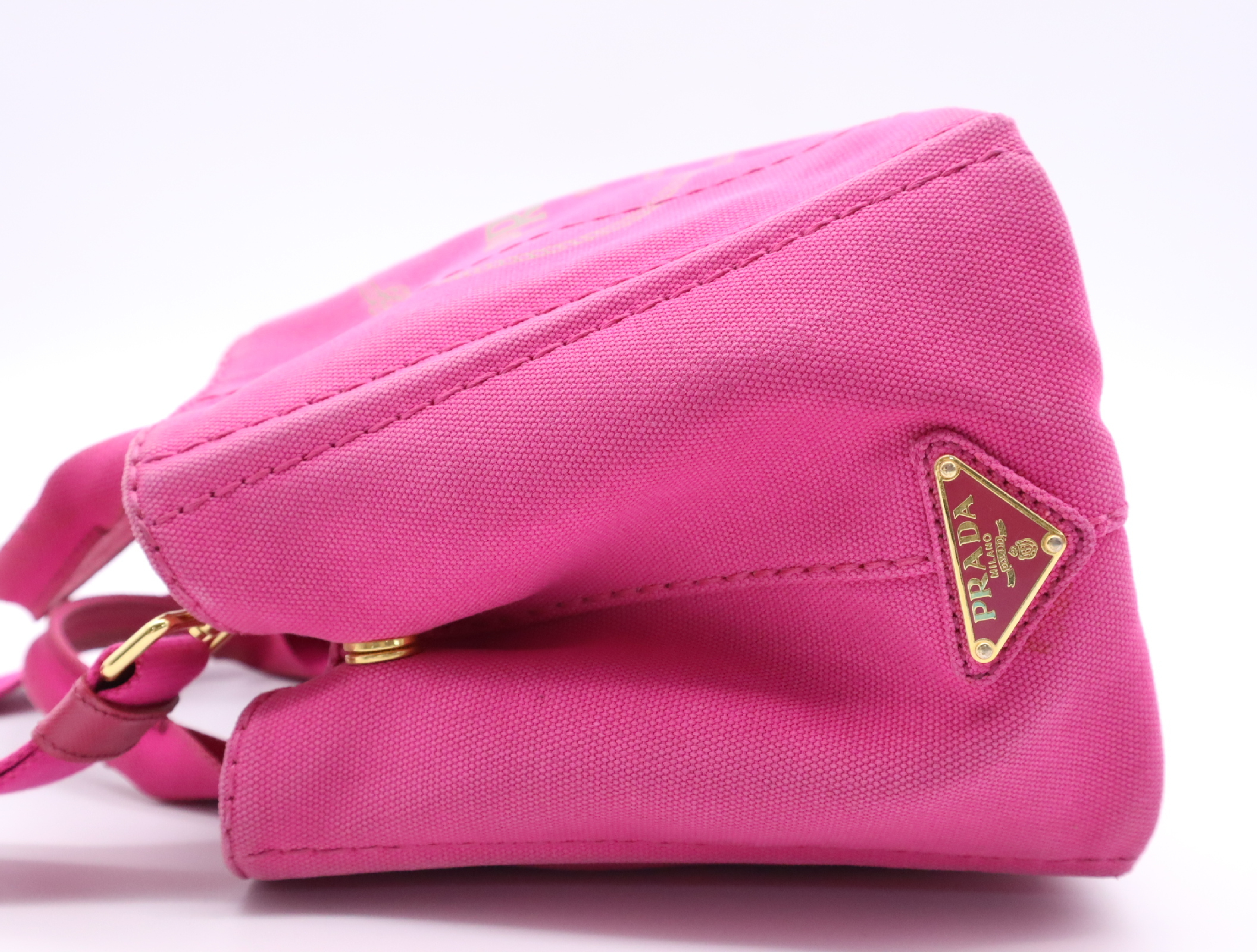 B2439G Canvas Canapa 2-Way Mini Tote Bag, Pink, with Shoulder Strap. — view 3