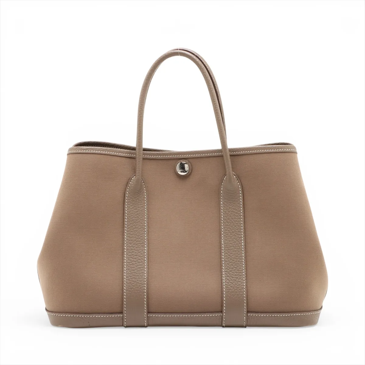 Hermès Garden Party 30 TPM Toile Officier x Negonda Etoupe Silver Hardware P: 2012 — view 2
