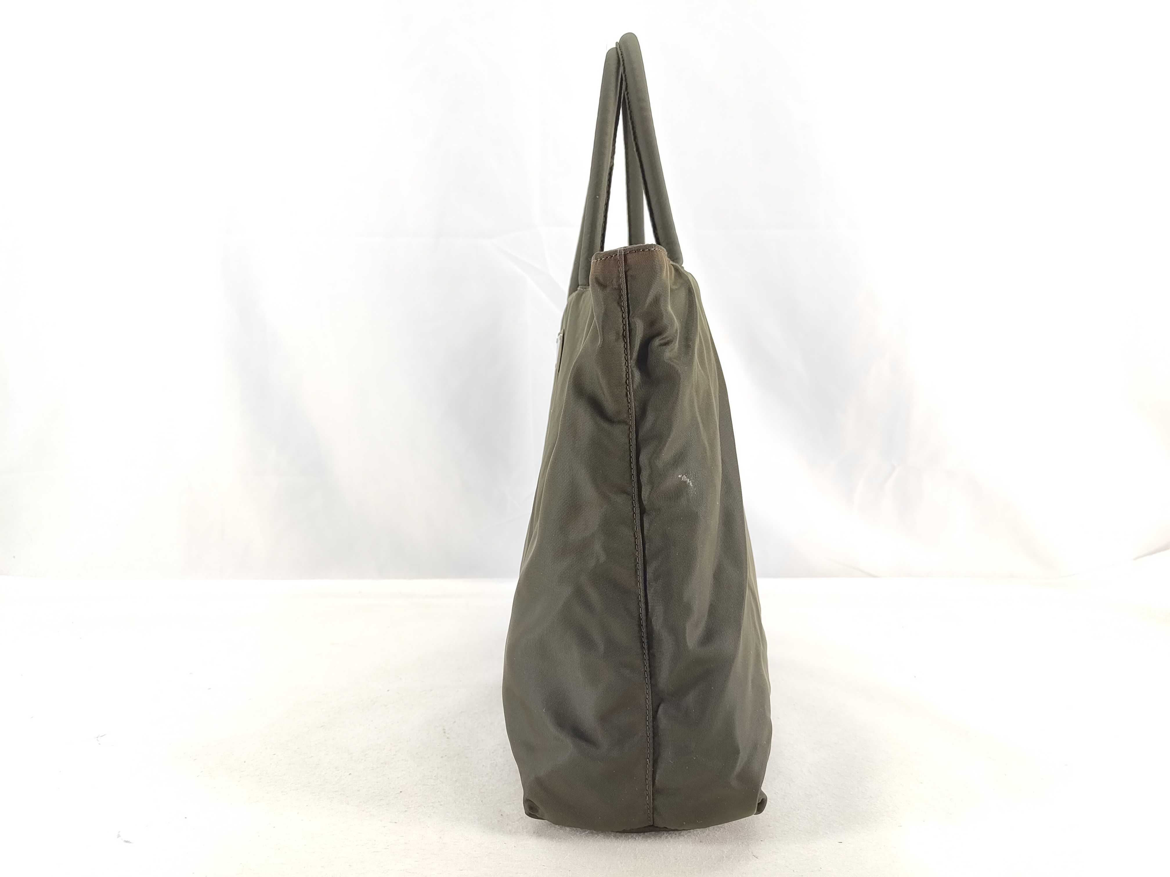 nylon handbag, moss green tote bag. — view 3