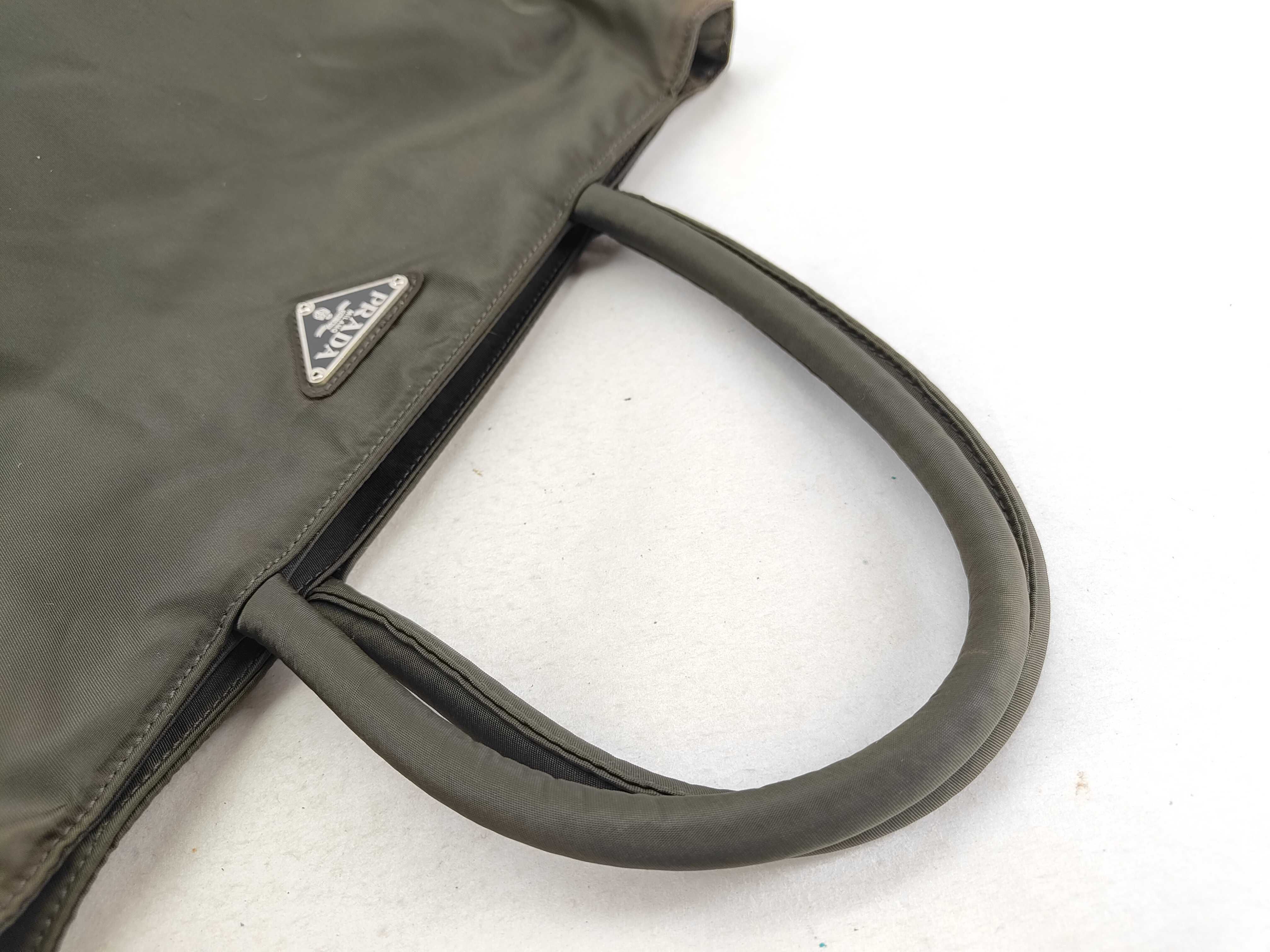nylon handbag, moss green tote bag. — view 4