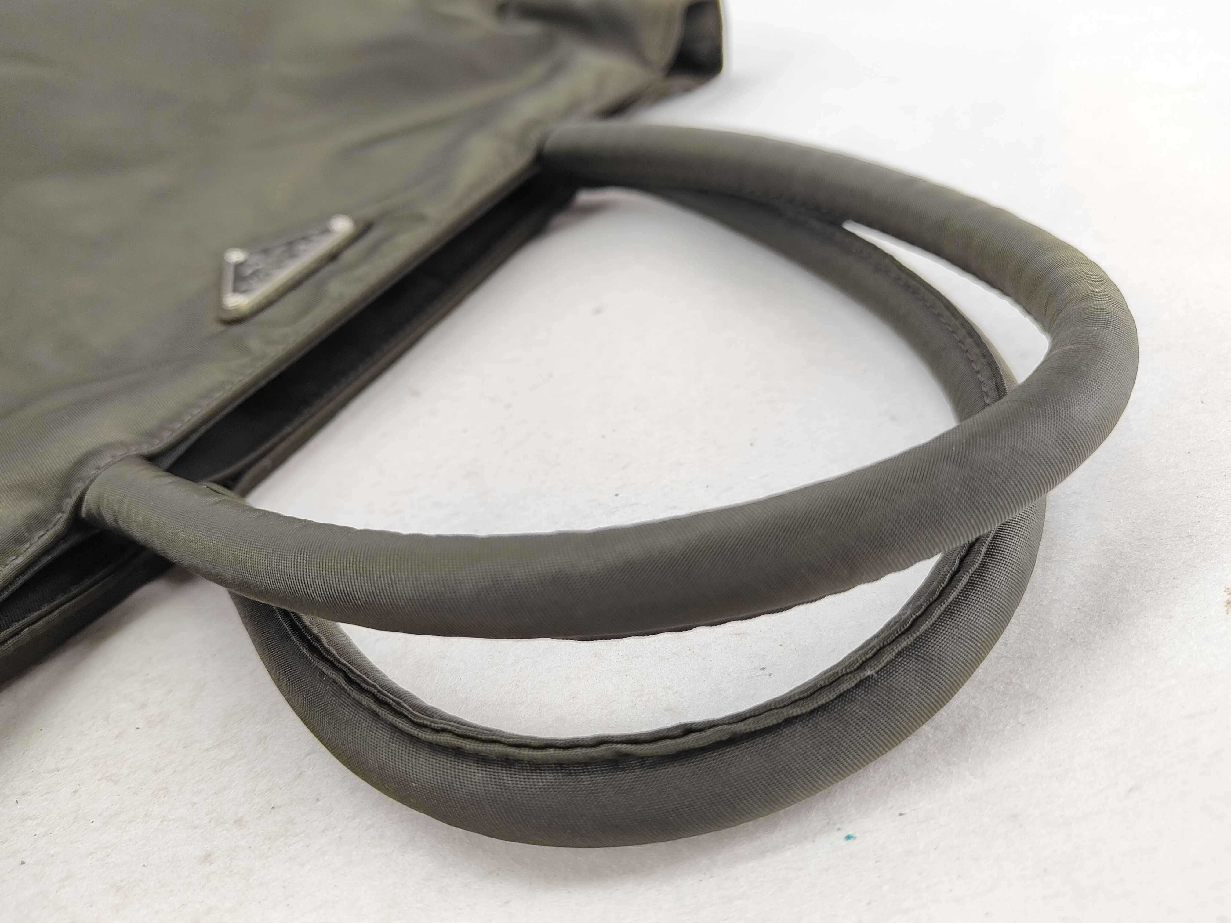 nylon handbag, moss green tote bag. — view 5