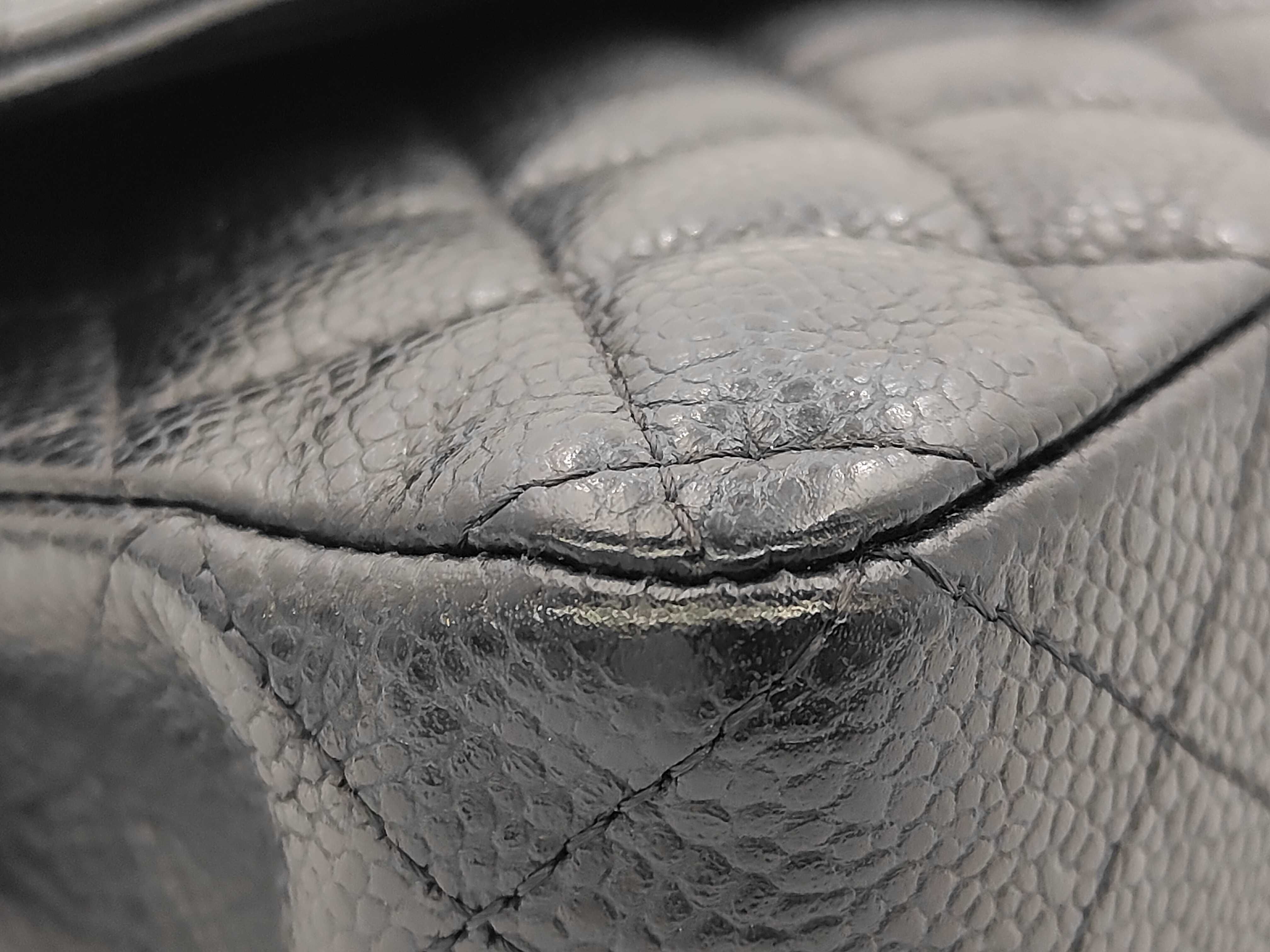 Caviar Skin Matelassé Double Flap Black Shoulder Bag — view 6