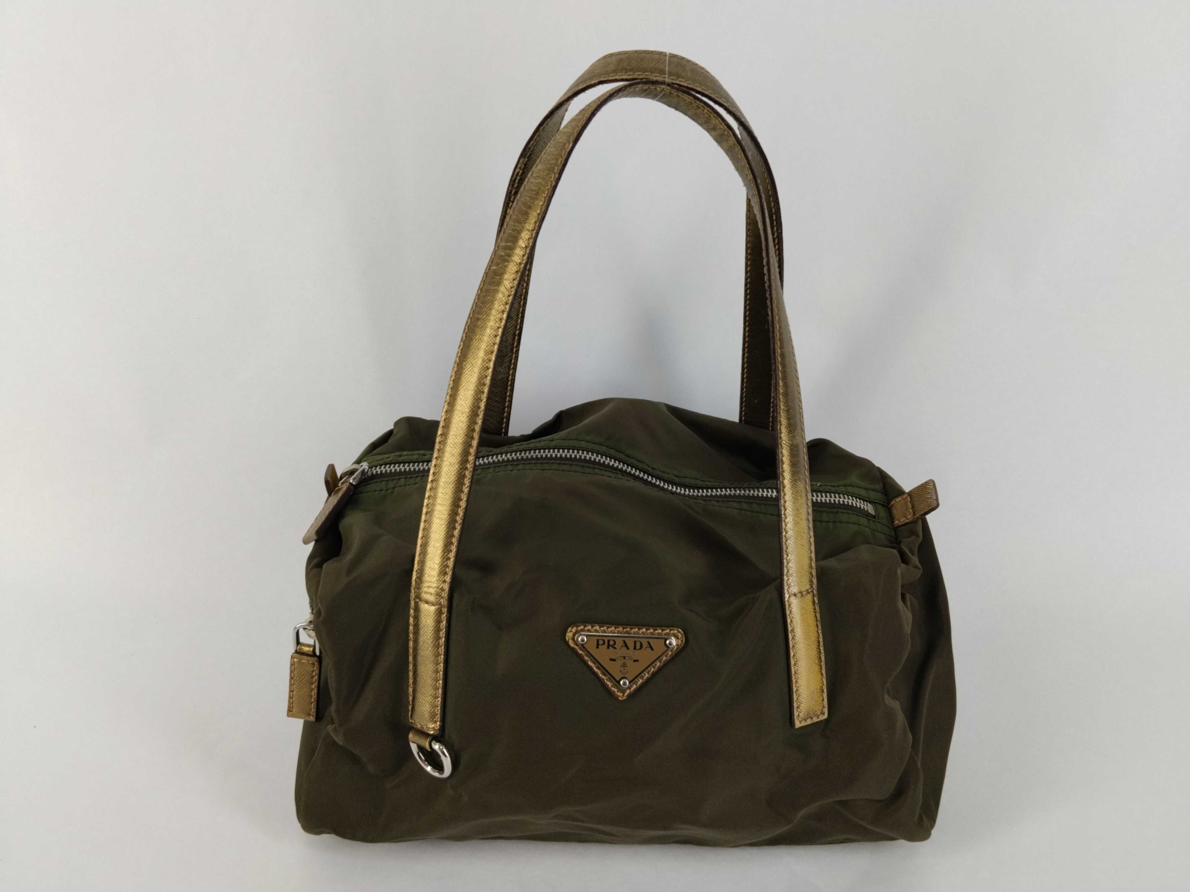 Nylon Mini Boston Bag, Khaki Nylon Boston Bag