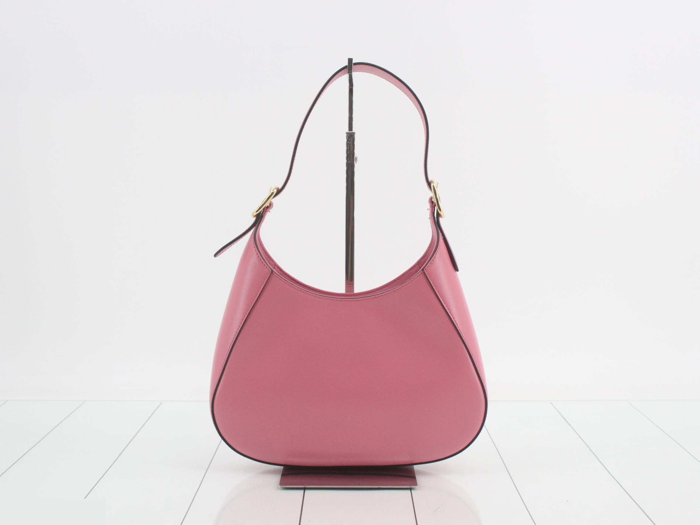 Cleo Leather Triangle Plate One-Shoulder Bag, Pink — view 2