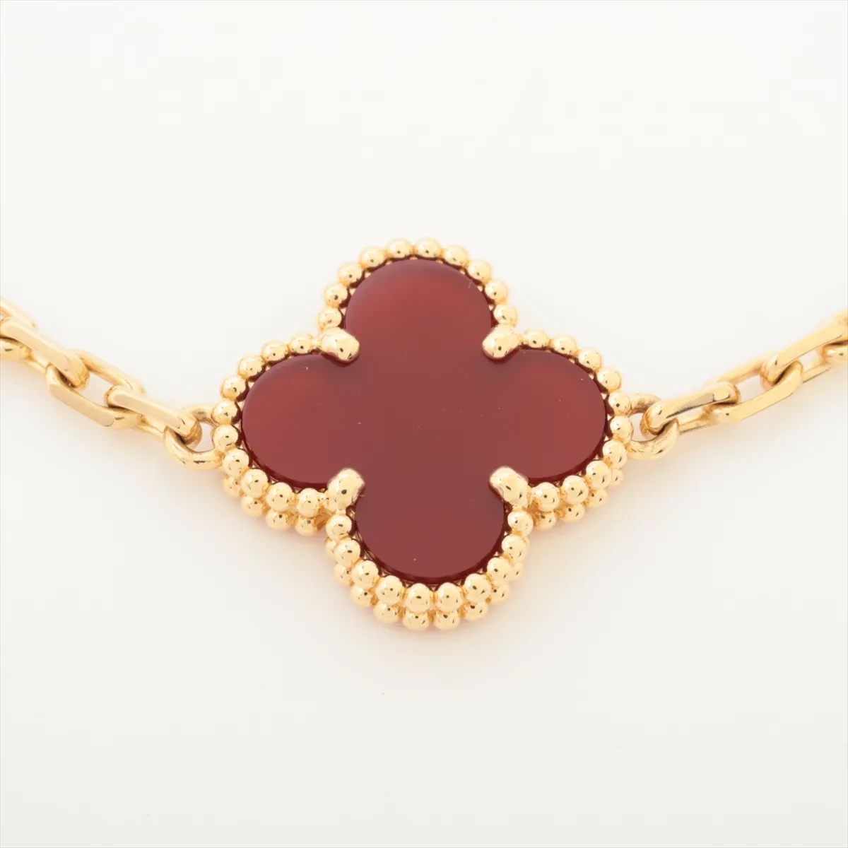Vintage Alhambra 5P Carnelian Bracelet 750 (Yellow Gold) 11.4g JB574120 Hallmark almost completely — view 2