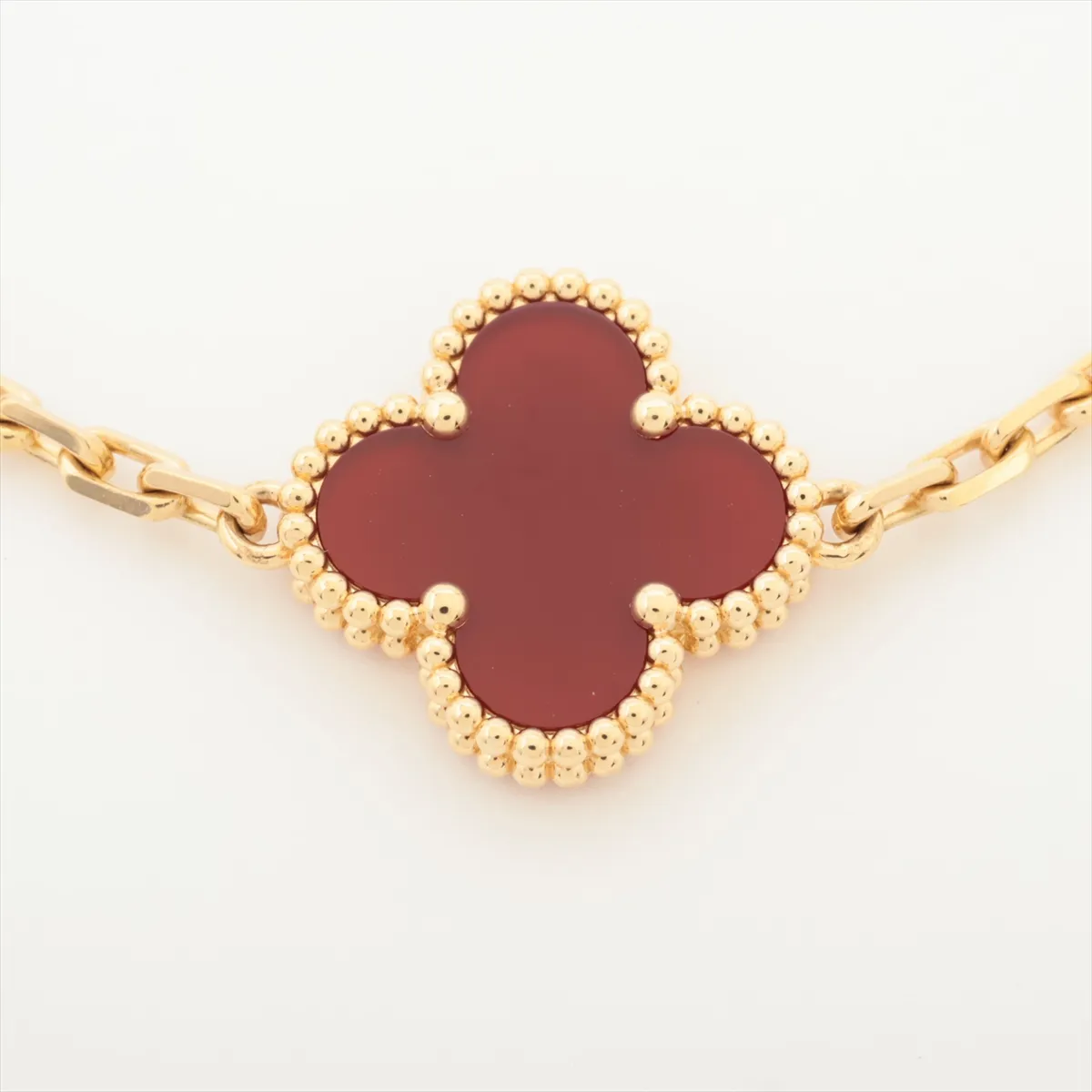Vintage Alhambra 5P Carnelian Bracelet 750 (Yellow Gold) 11.4g JB574120 Hallmark almost completely — view 3