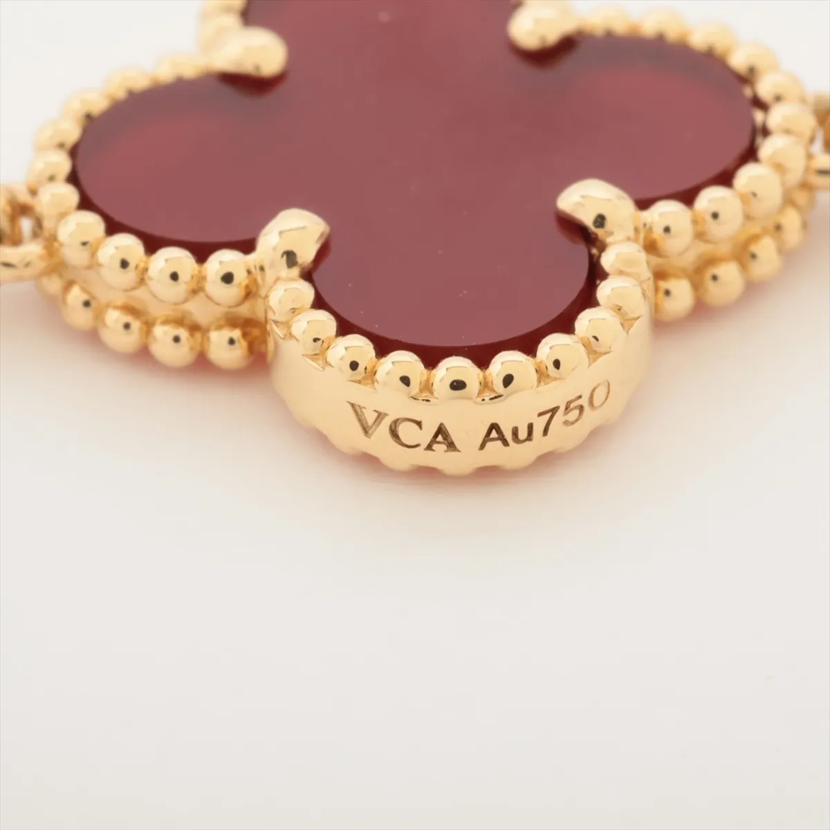 Vintage Alhambra 5P Carnelian Bracelet 750 (Yellow Gold) 11.4g JB574120 Hallmark almost completely — view 5