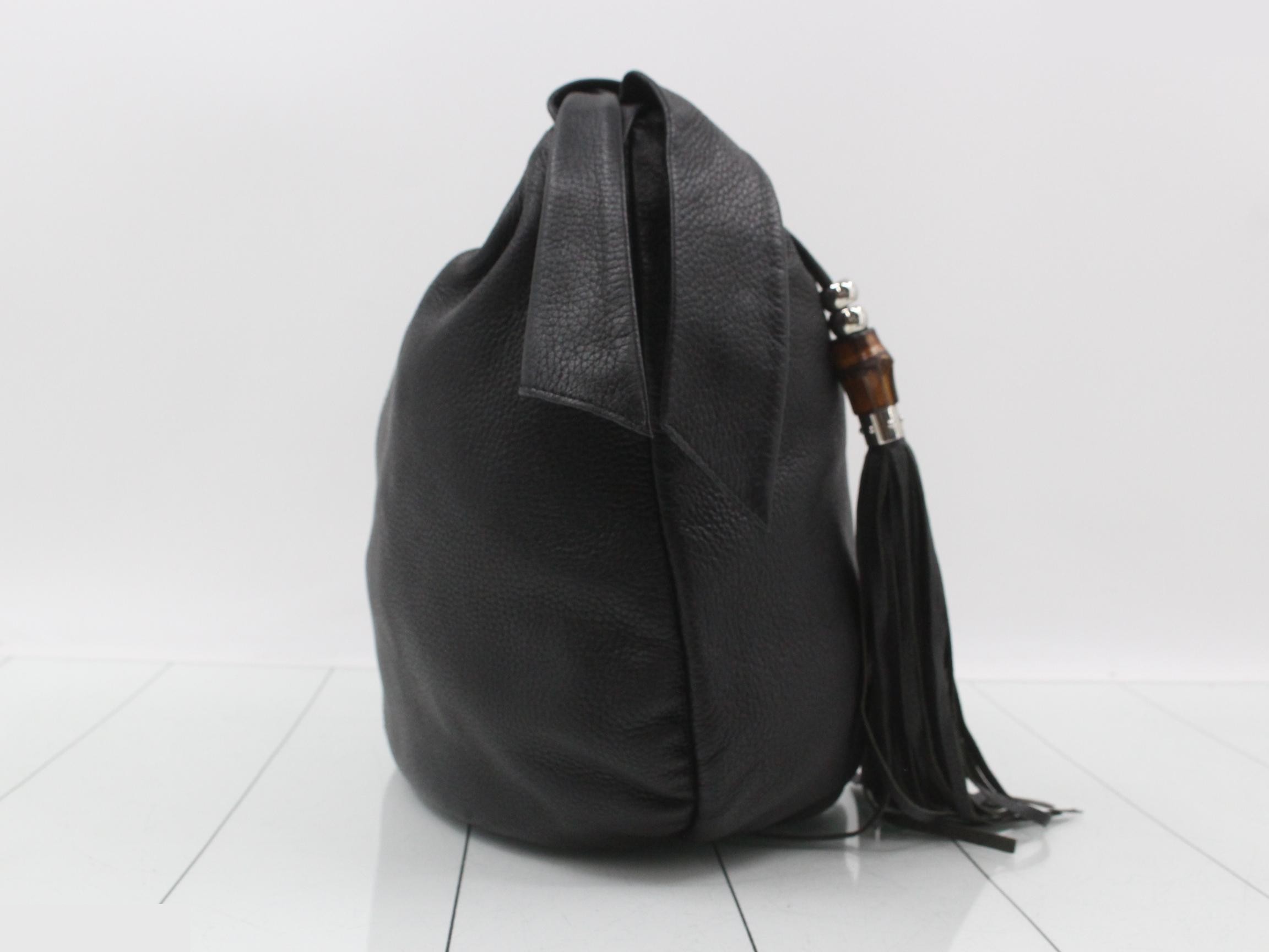 Black leather one-shoulder bag — view 4
