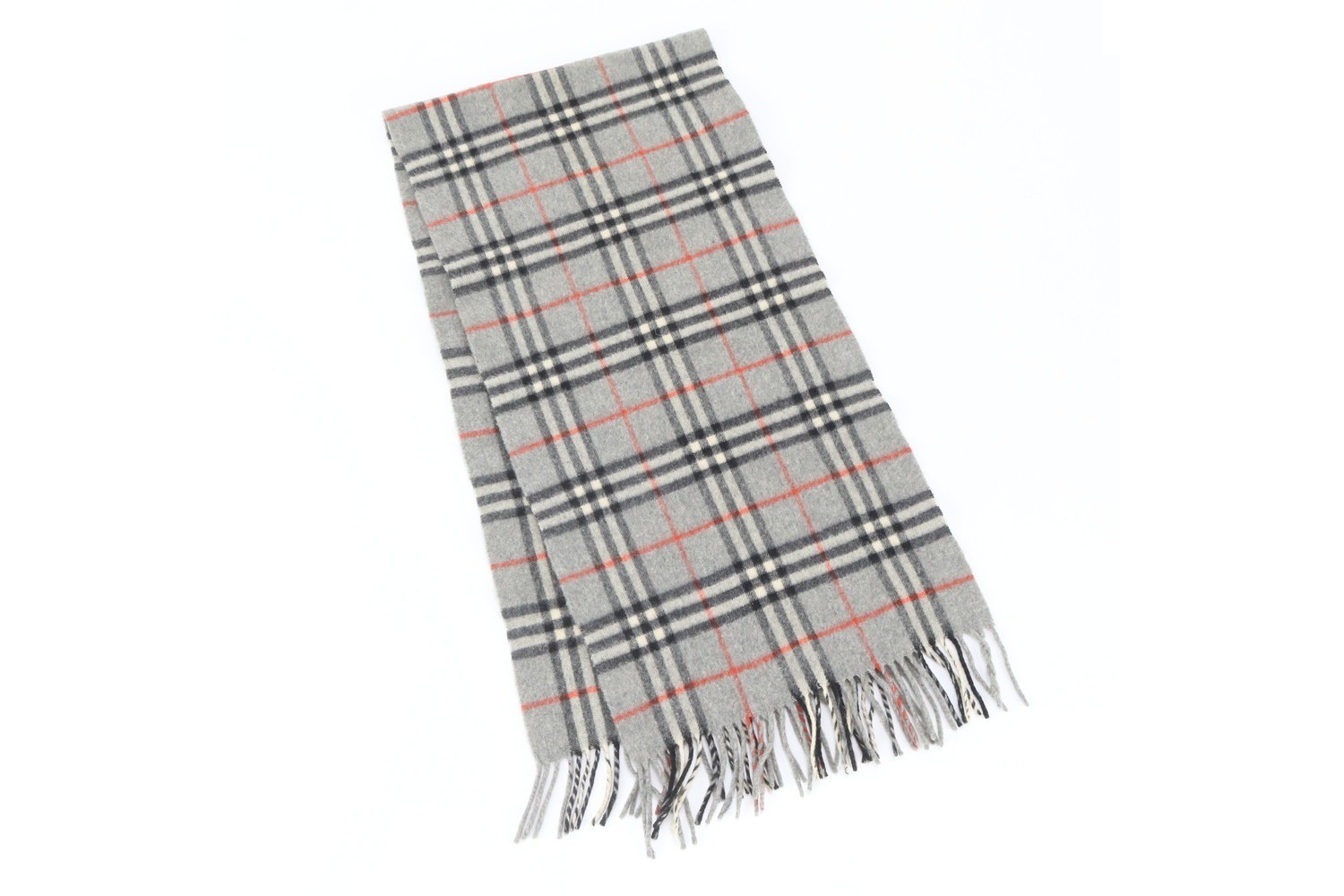 Tag attached, Nova Check scarf, 100% cashmere. — view 2