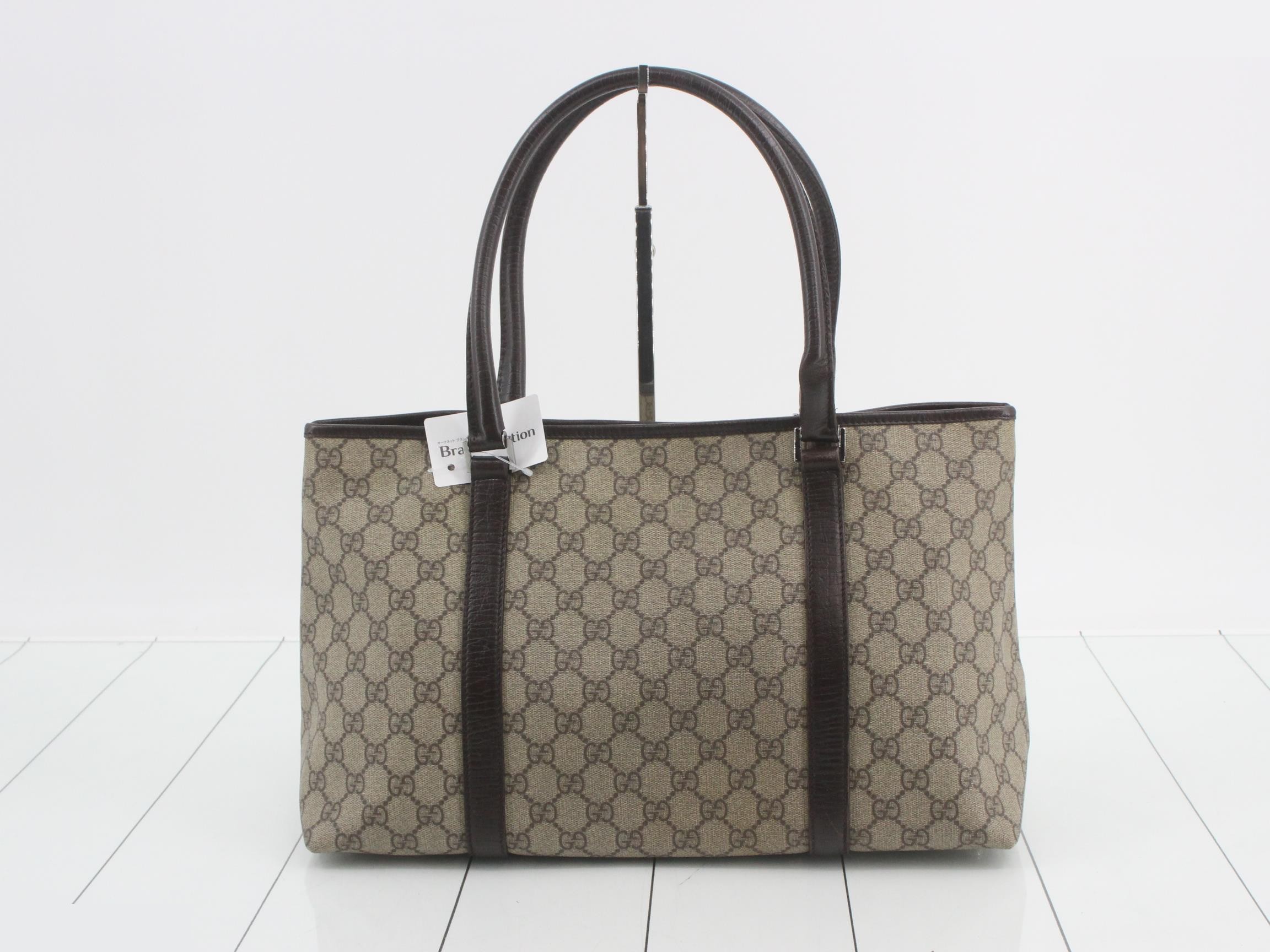 GG Plus Shopper Tote, Brown, Silver Hardware, 38 x 26 x 14 cm — view 2