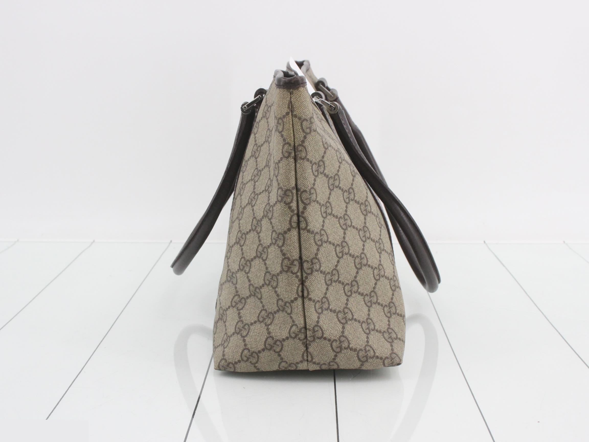 GG Plus Shopper Tote, Brown, Silver Hardware, 38 x 26 x 14 cm — view 3