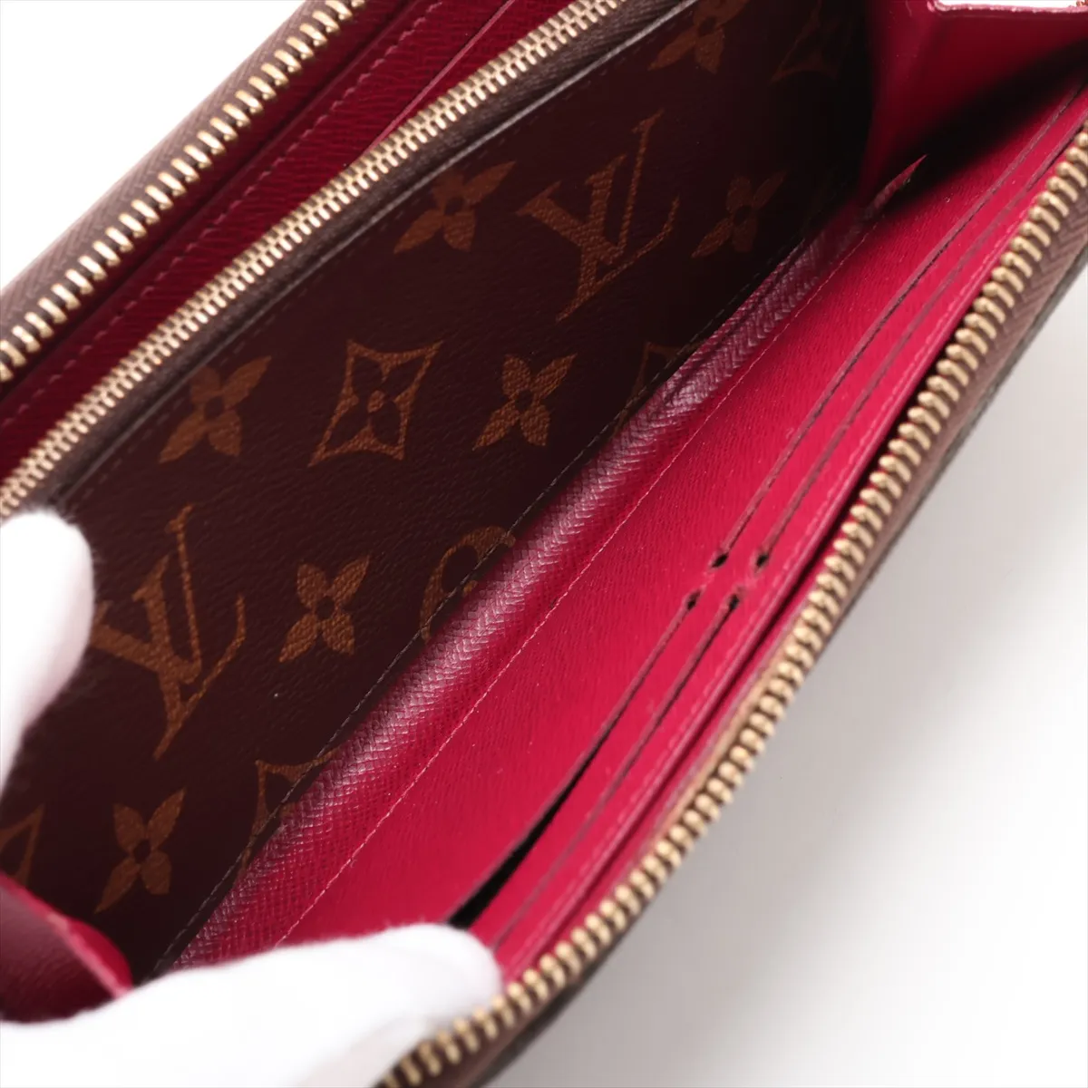 Monogram Portefeuille Clemence M60742 SP2108 Fuchsia Round Zip Wallet — view 4