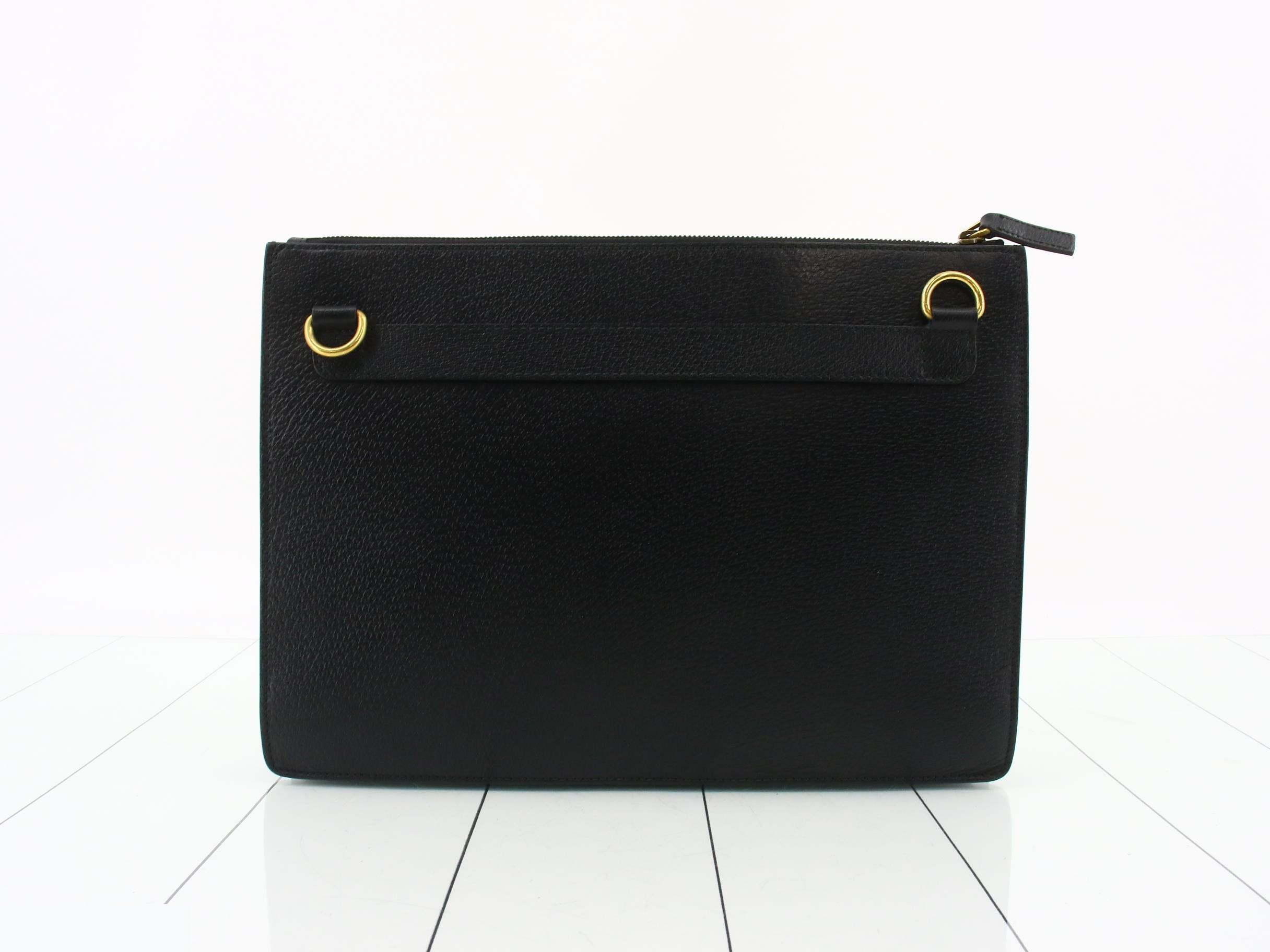 Sherry Line Clutch, Leather, Black, 450976 — view 2