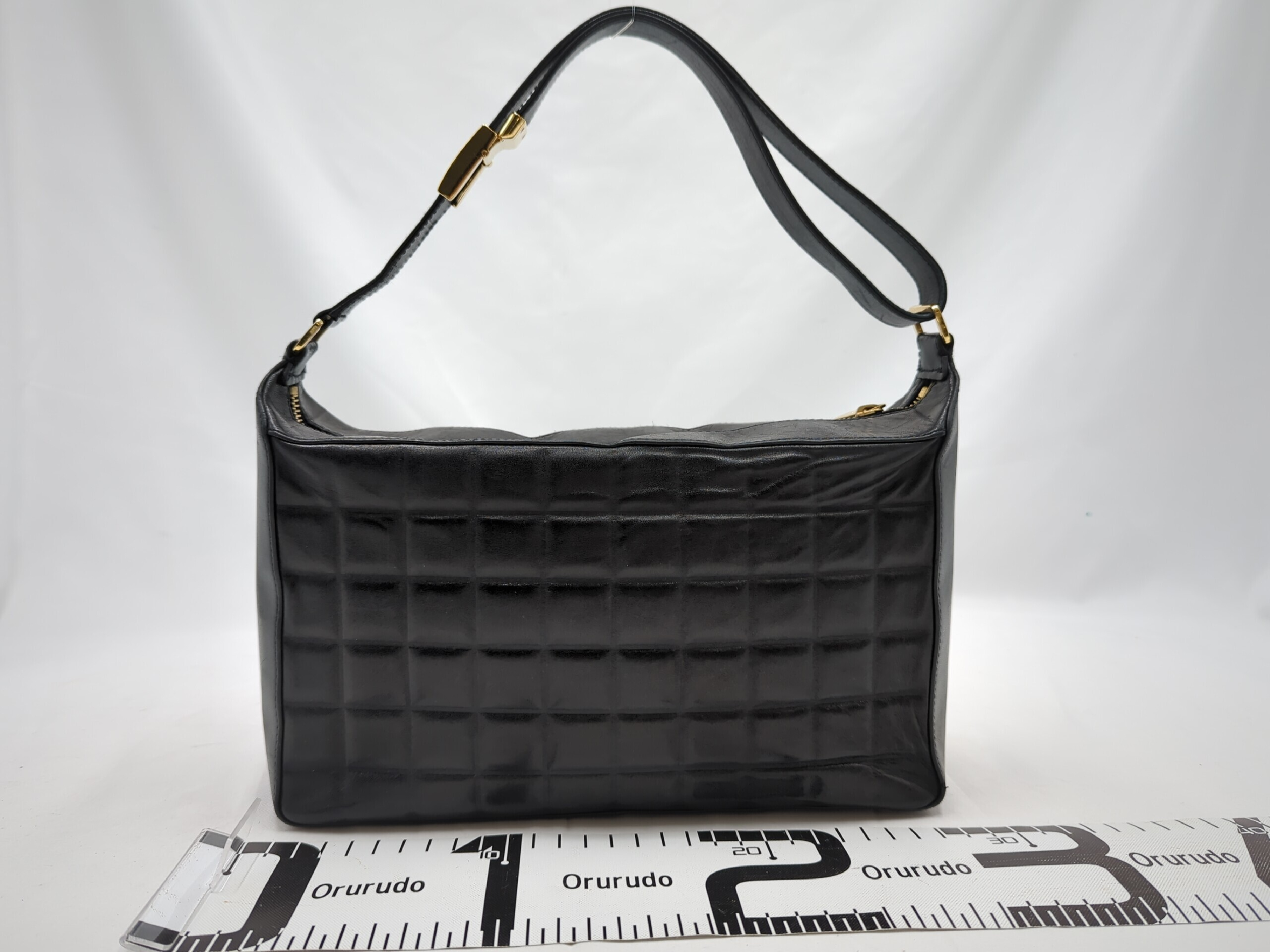 Lambskin Chocolate Bar Shoulder Bag, Black, Series 8 Handbag — view 2