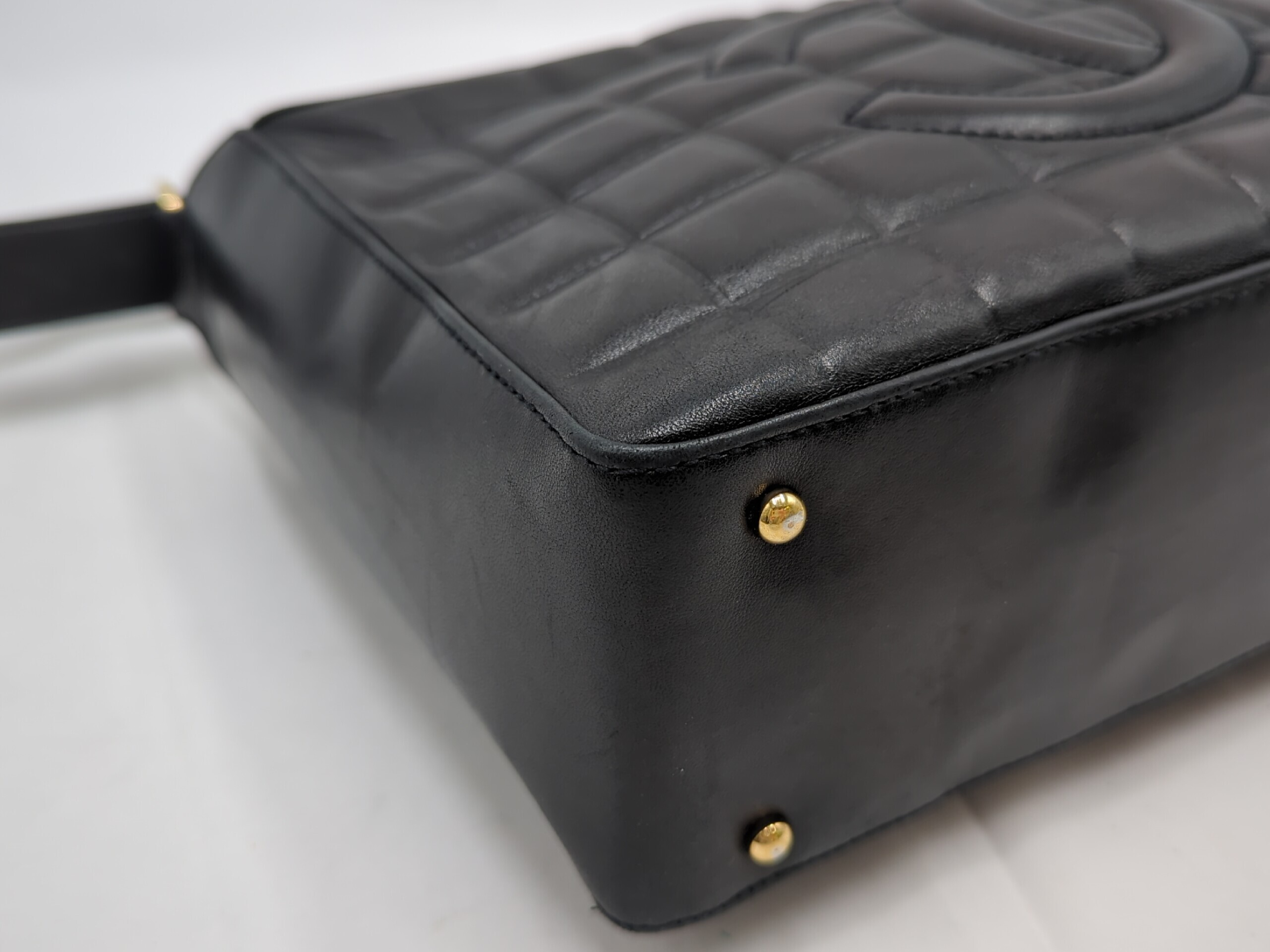 Lambskin Chocolate Bar Shoulder Bag, Black, Series 8 Handbag — view 3