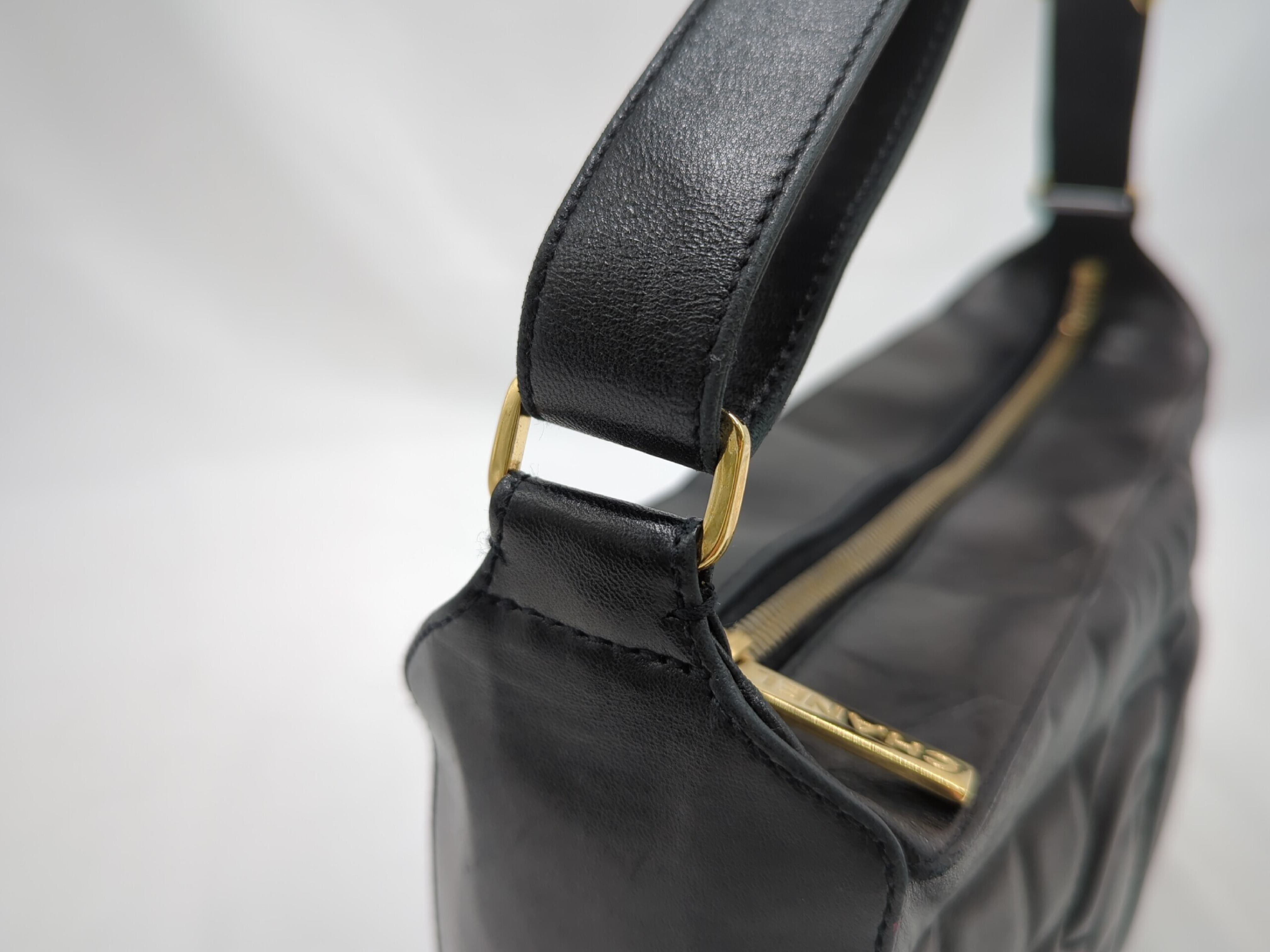 Lambskin Chocolate Bar Shoulder Bag, Black, Series 8 Handbag — view 7