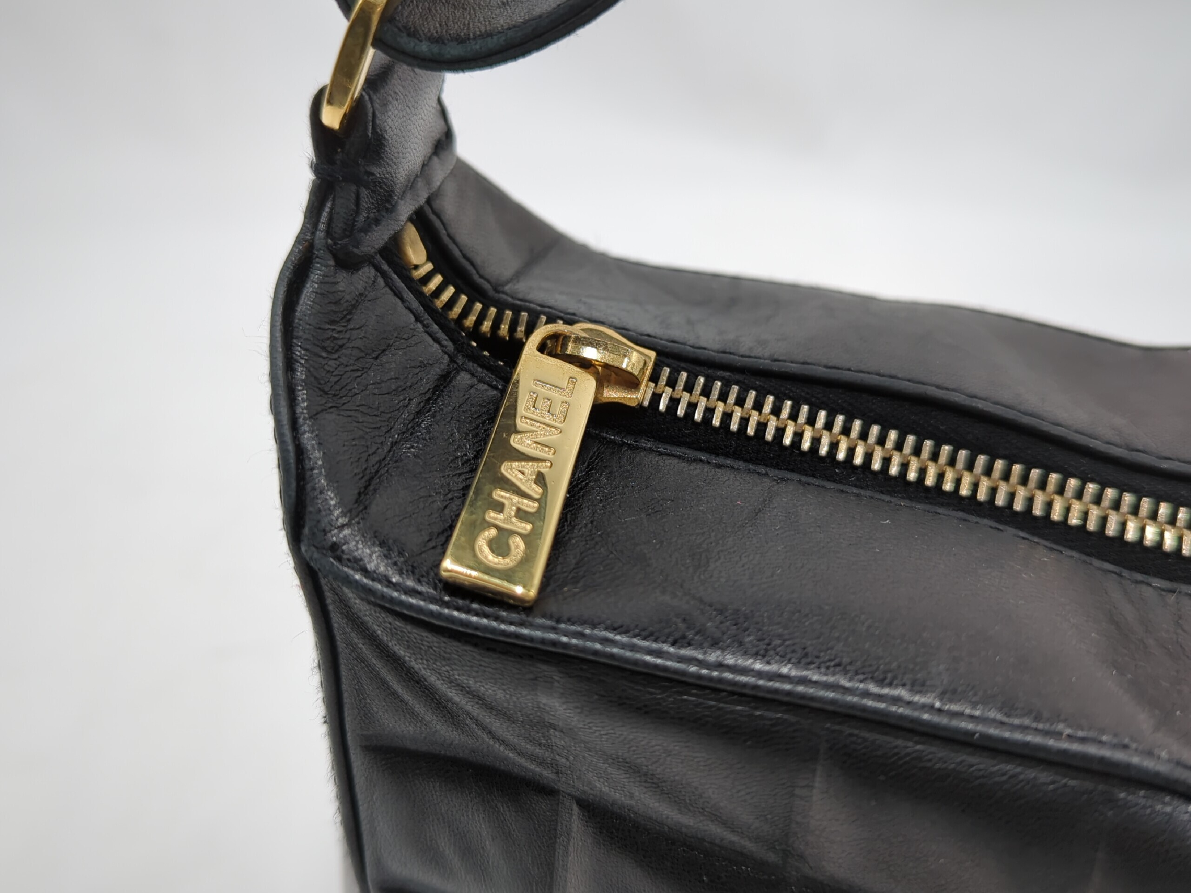Lambskin Chocolate Bar Shoulder Bag, Black, Series 8 Handbag — view 8