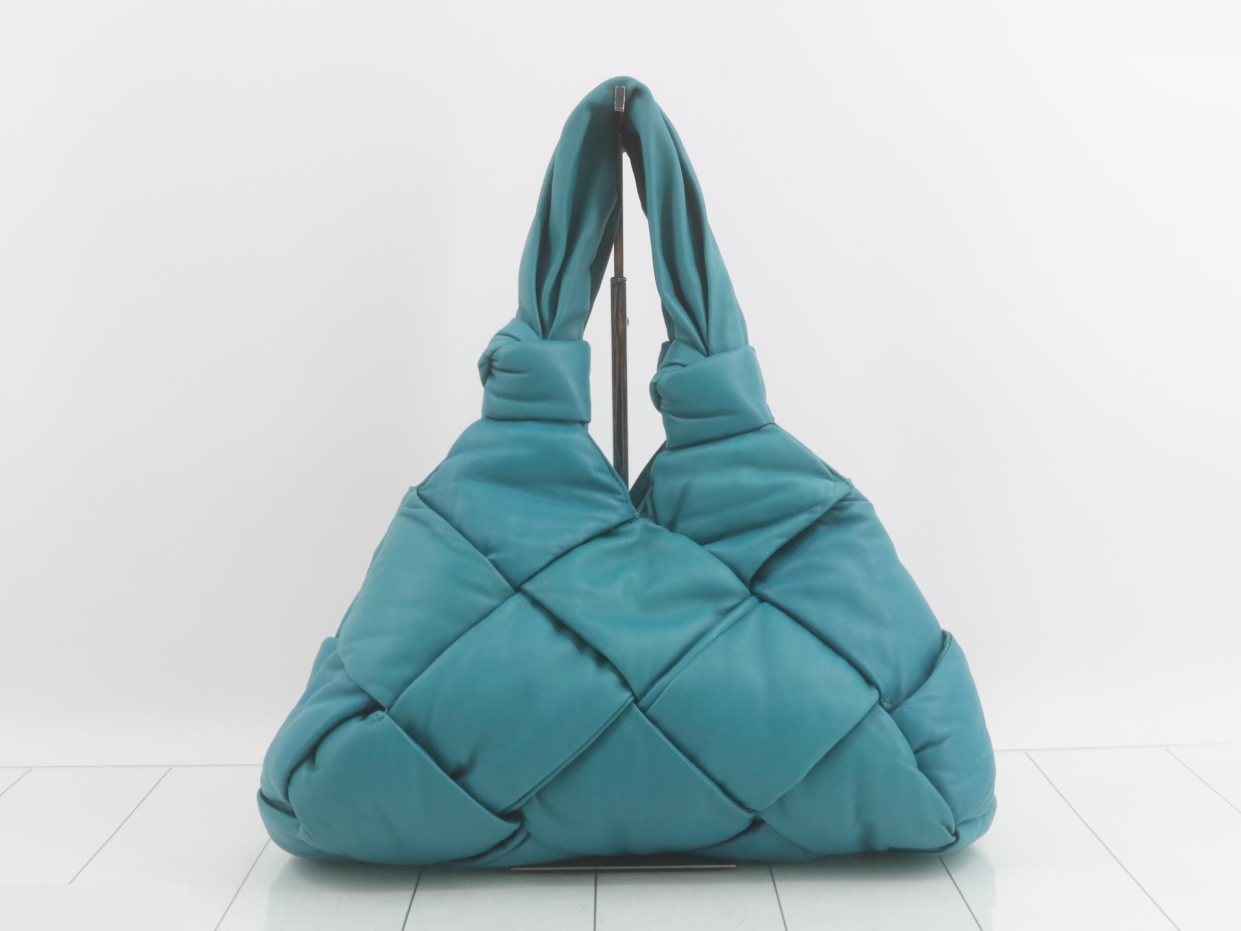 Maxi Intrecciato Handbag, Leather, Blue — view 2