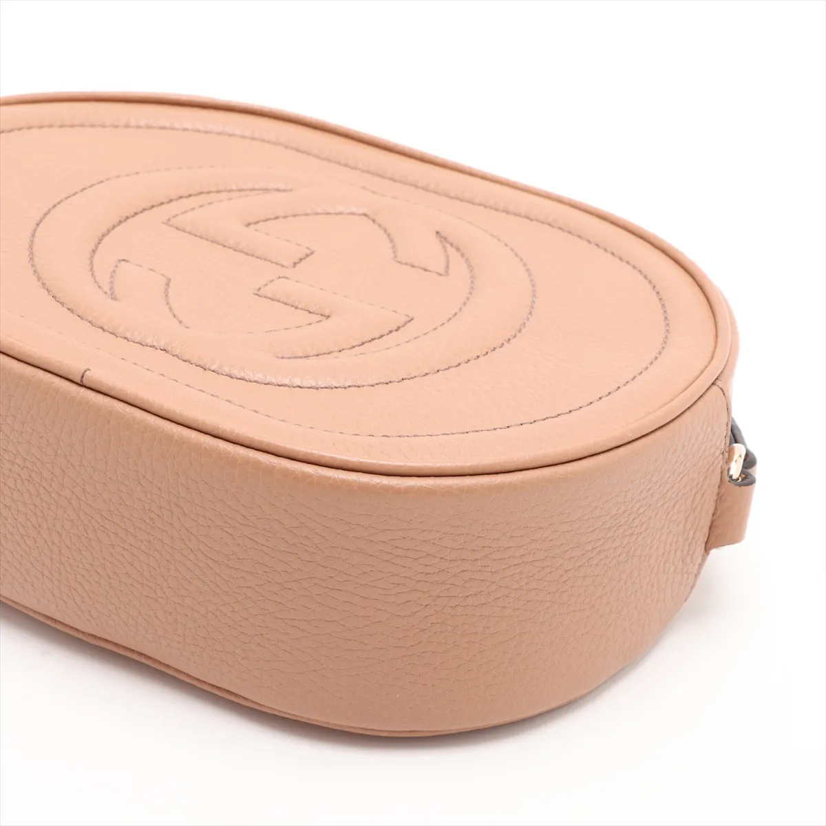 Soho 747779 Leather Shoulder Bag, Beige, Outlet — view 3