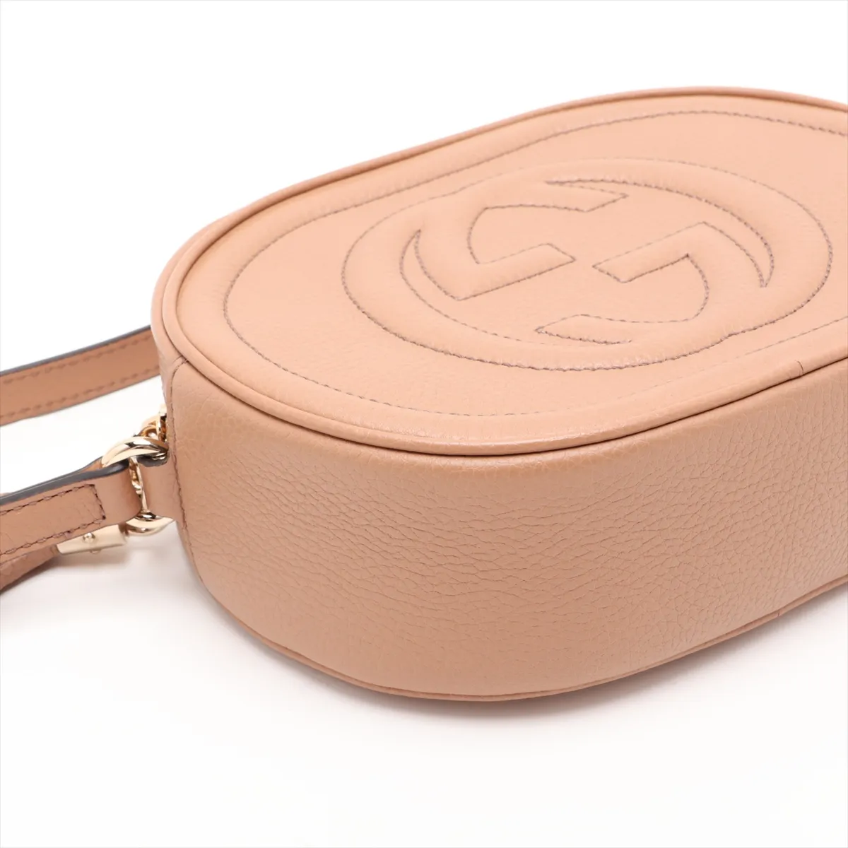 Soho 747779 Leather Shoulder Bag, Beige, Outlet — view 4