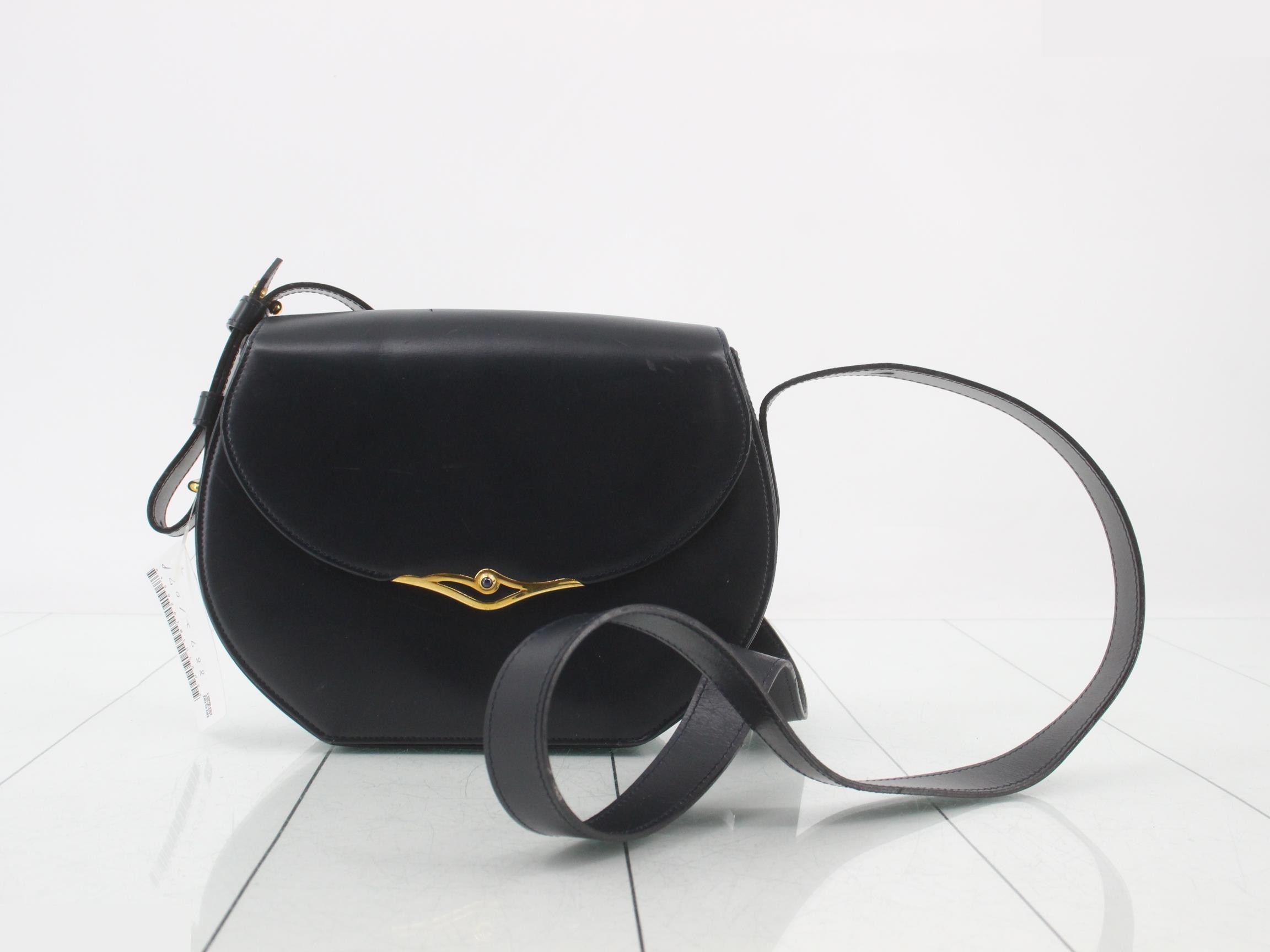 Calfskin Sapphire Mini Shoulder Bag, Navy