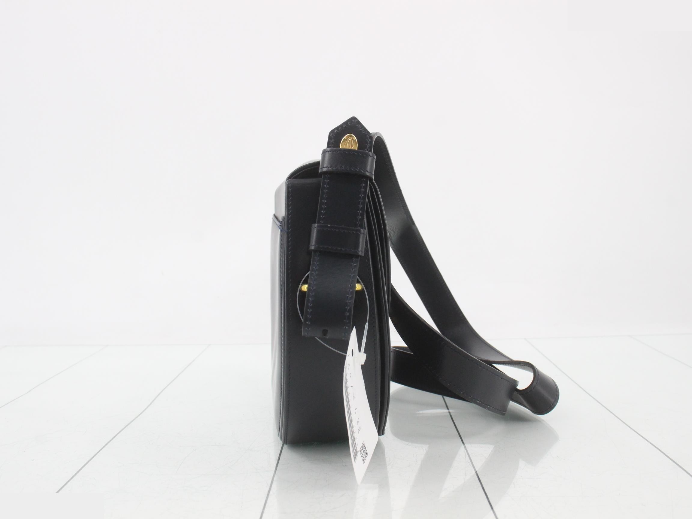 Calfskin Sapphire Mini Shoulder Bag, Navy — view 4
