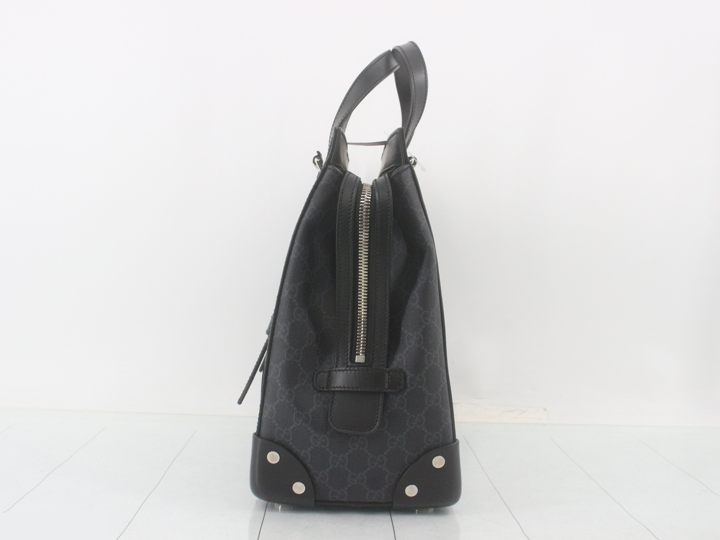 GG Supreme Tote Bag, PVC/Leather, Black — view 3
