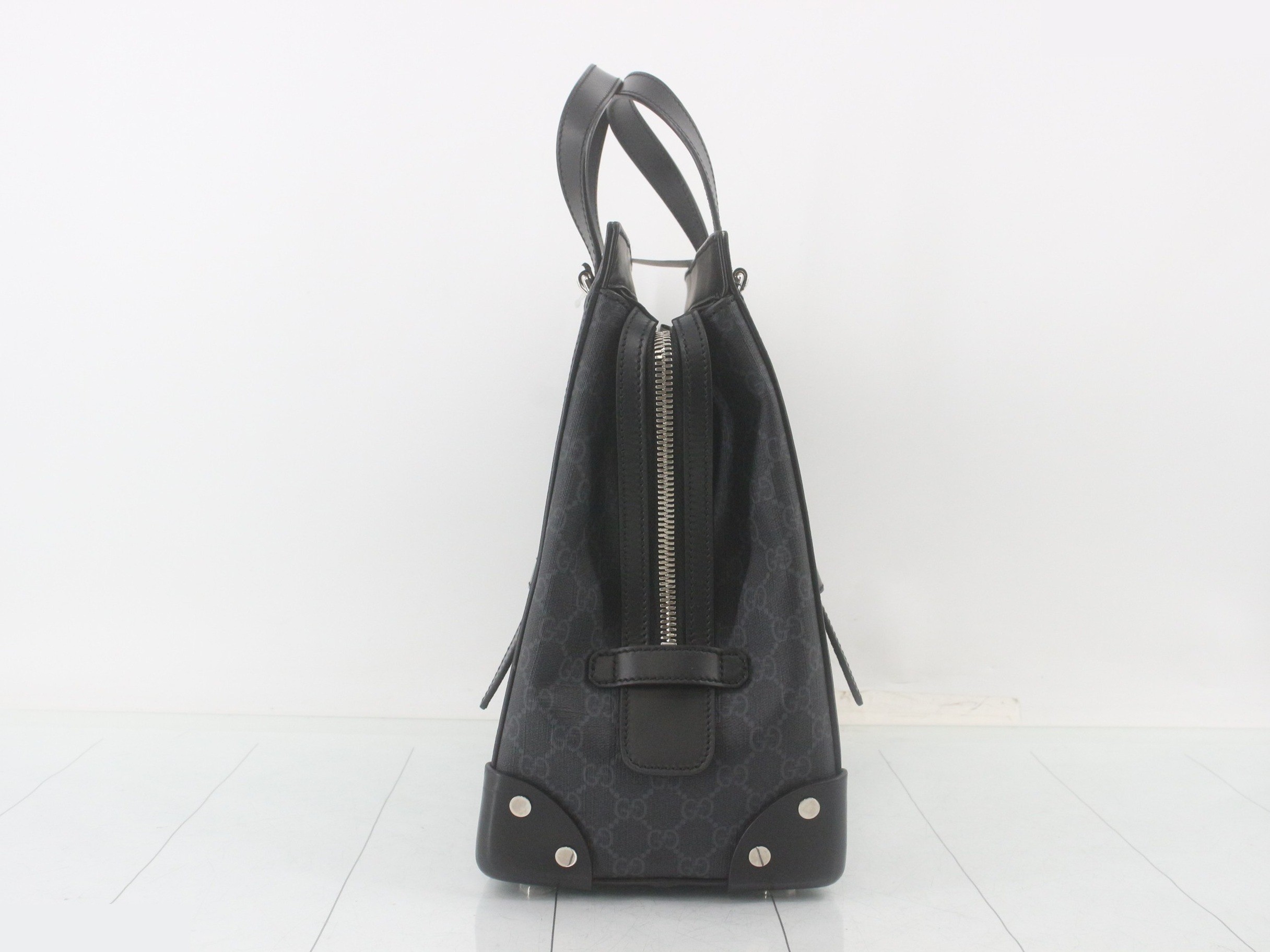 GG Supreme Tote Bag, PVC/Leather, Black — view 4