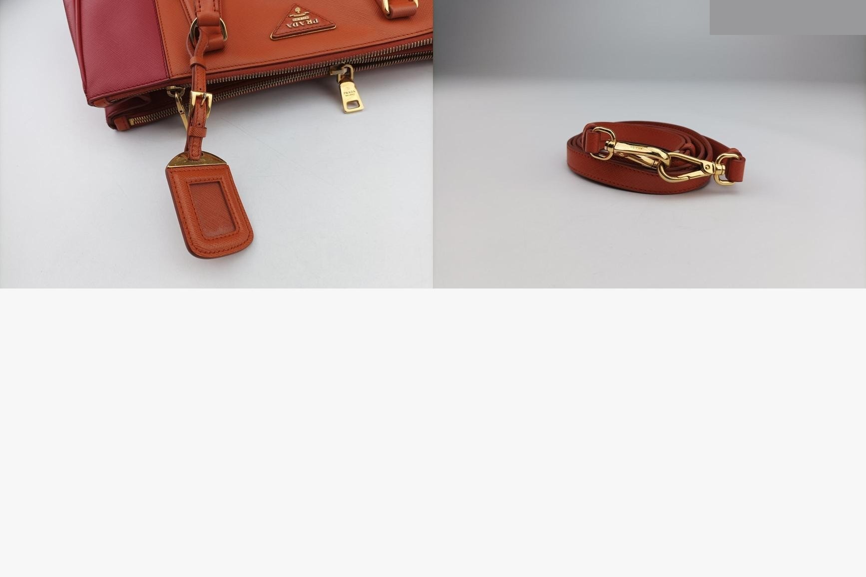 Galleria Saffiano Leather Orange x Red — view 11