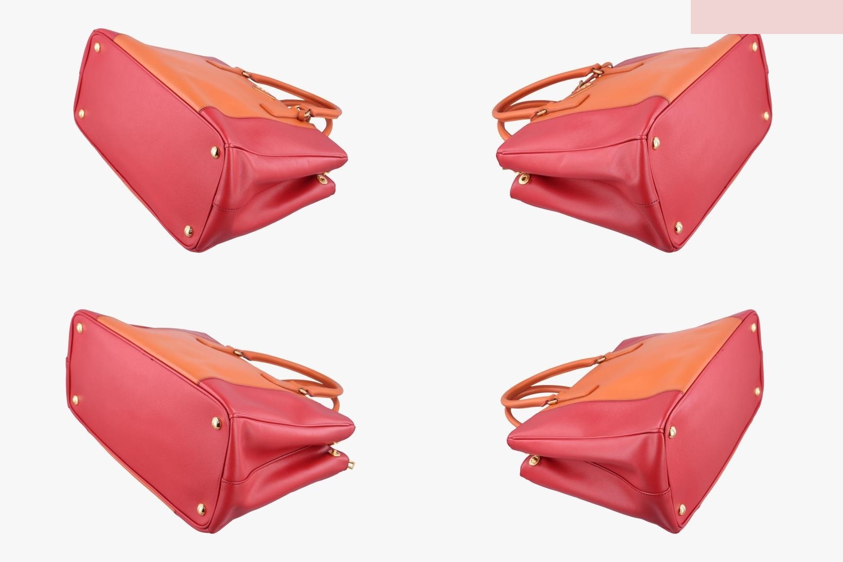 Galleria Saffiano Leather Orange x Red — view 4