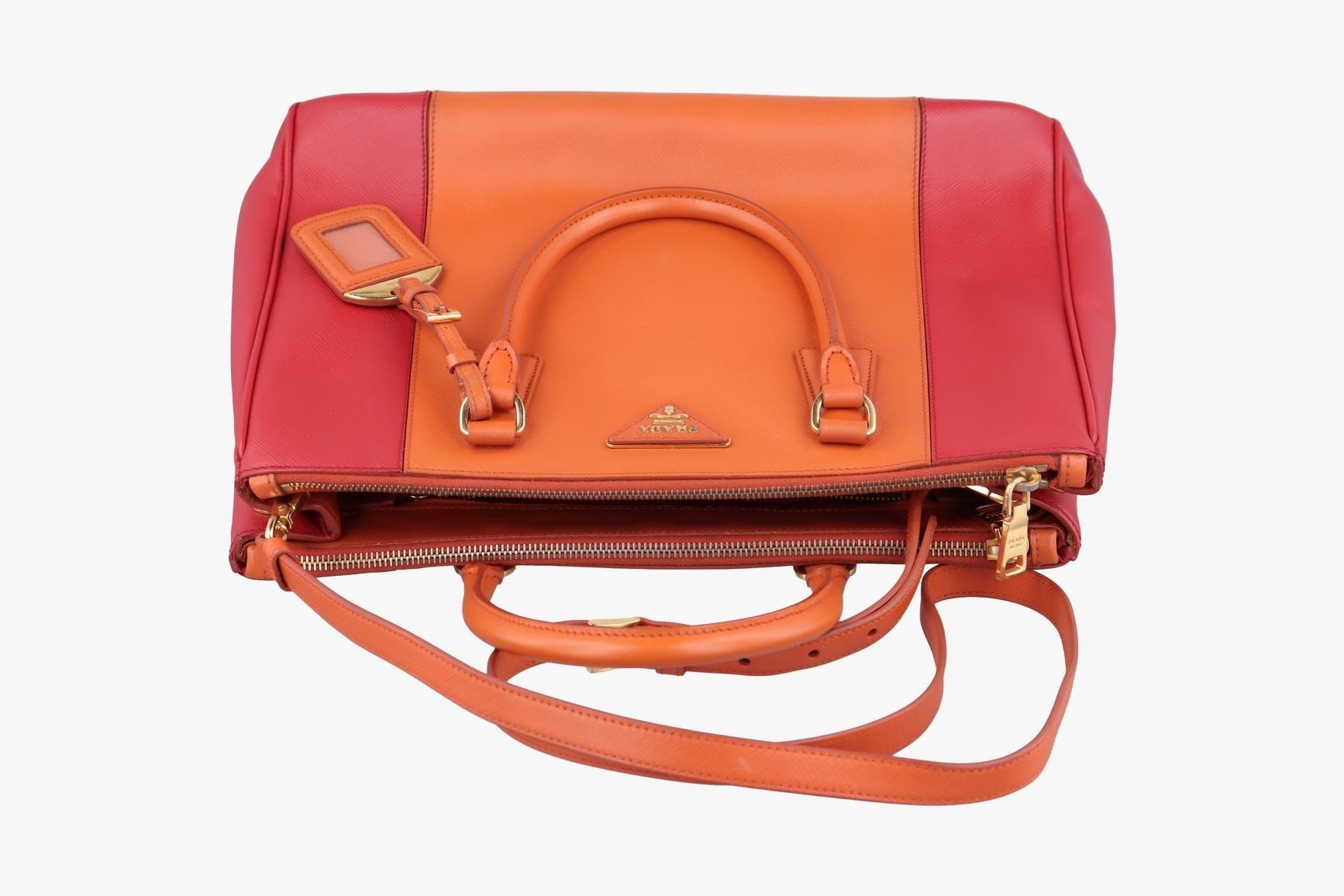 Galleria Saffiano Leather Orange x Red — view 5