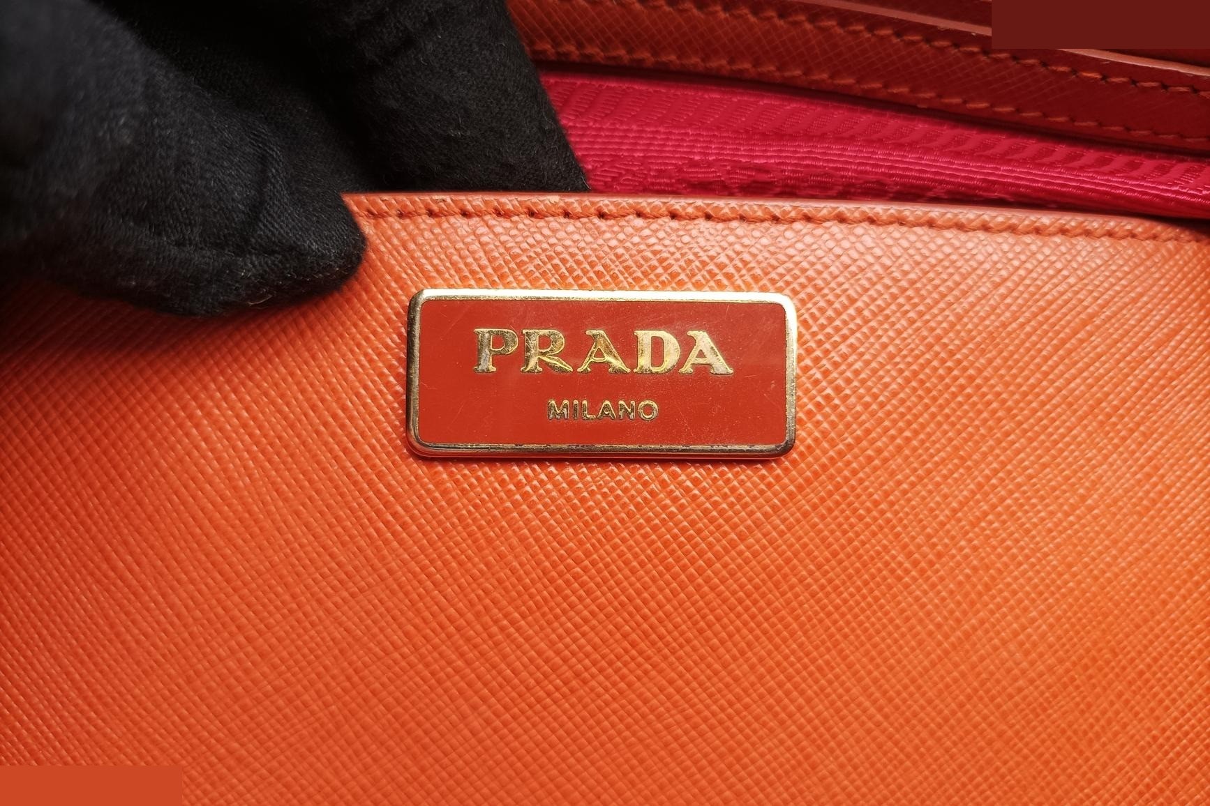 Galleria Saffiano Leather Orange x Red — view 7
