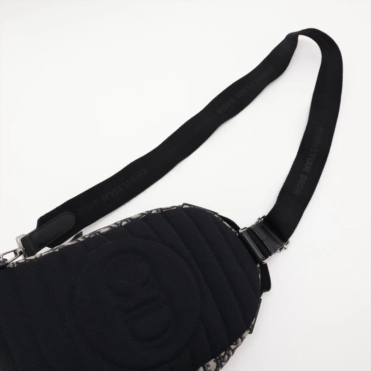 Oblique Rider Mini Sling Bag, Canvas x Leather Body Bag, Navy — view 5
