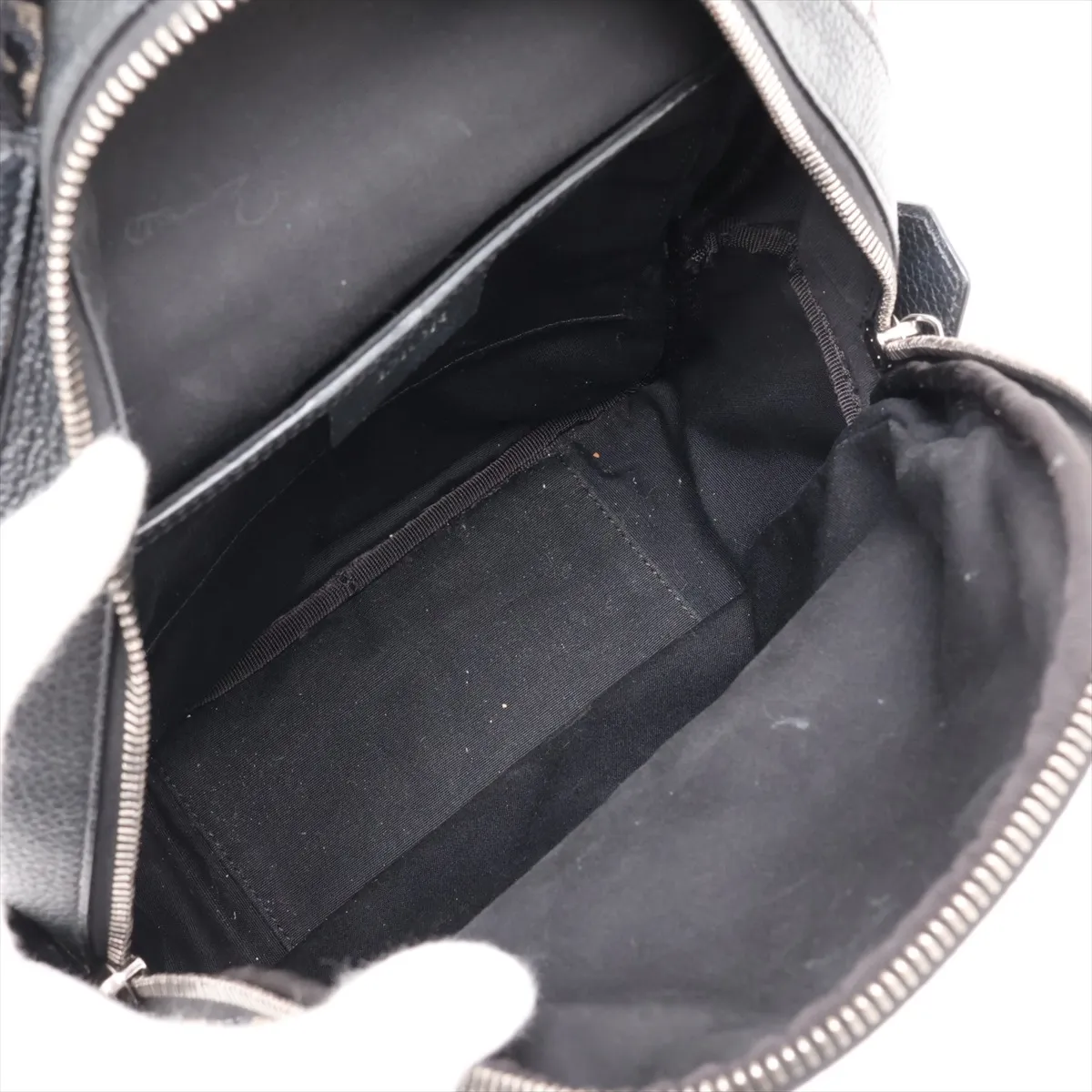 Oblique Rider Mini Sling Bag, Canvas x Leather Body Bag, Navy — view 6