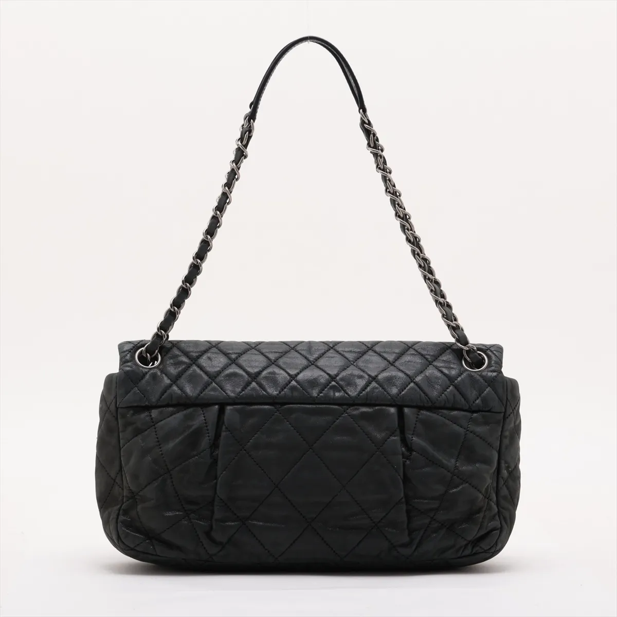 Matelassé Leather Single Flap Double Chain Bag, Black with Gunmetal Hardware, 14520808, Serial Number 14 — view 2