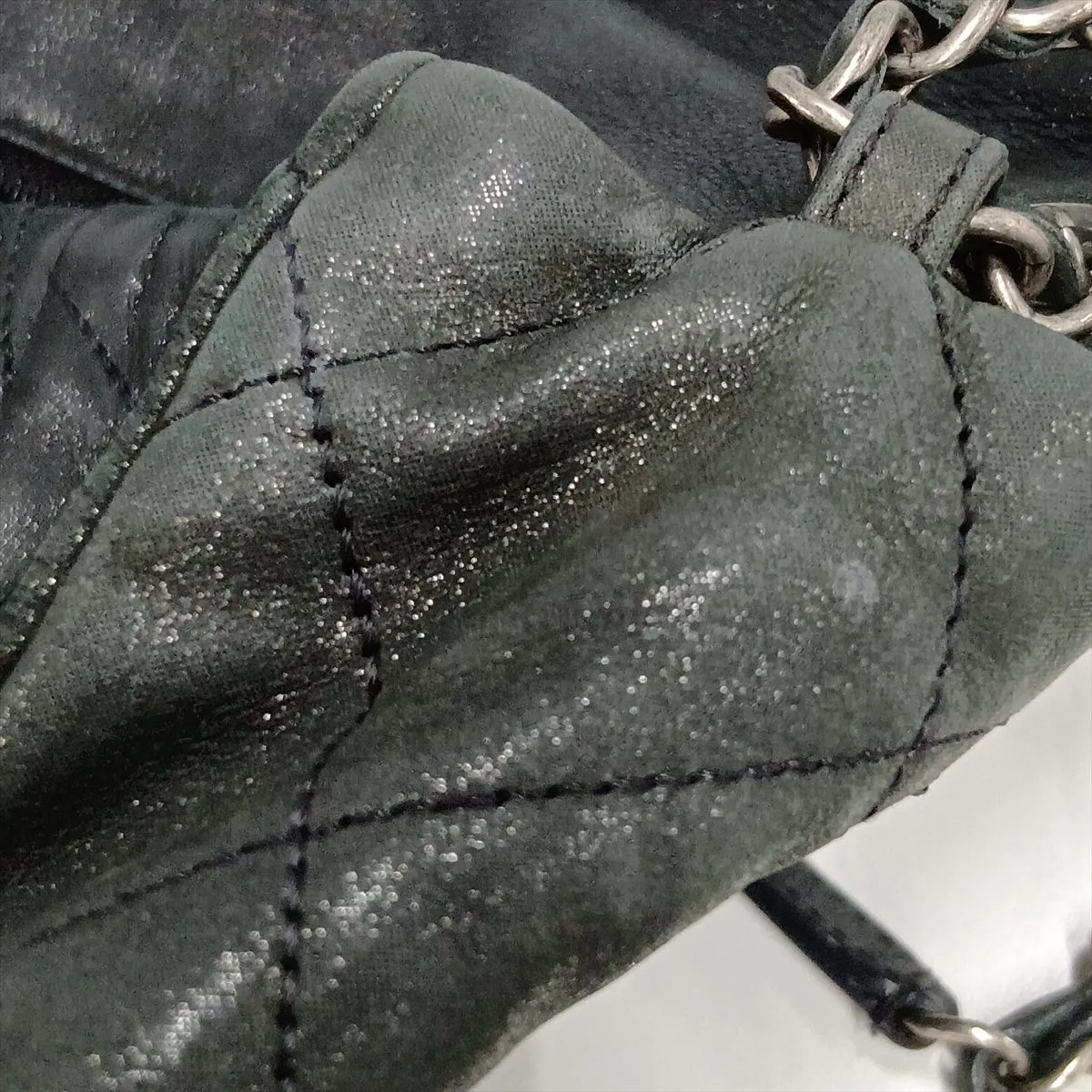 Matelassé Leather Single Flap Double Chain Bag, Black with Gunmetal Hardware, 14520808, Serial Number 14 — view 12