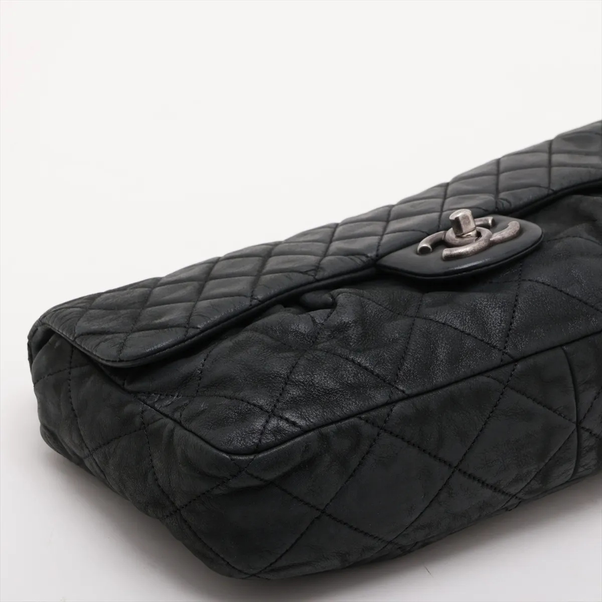 Matelassé Leather Single Flap Double Chain Bag, Black with Gunmetal Hardware, 14520808, Serial Number 14 — view 4