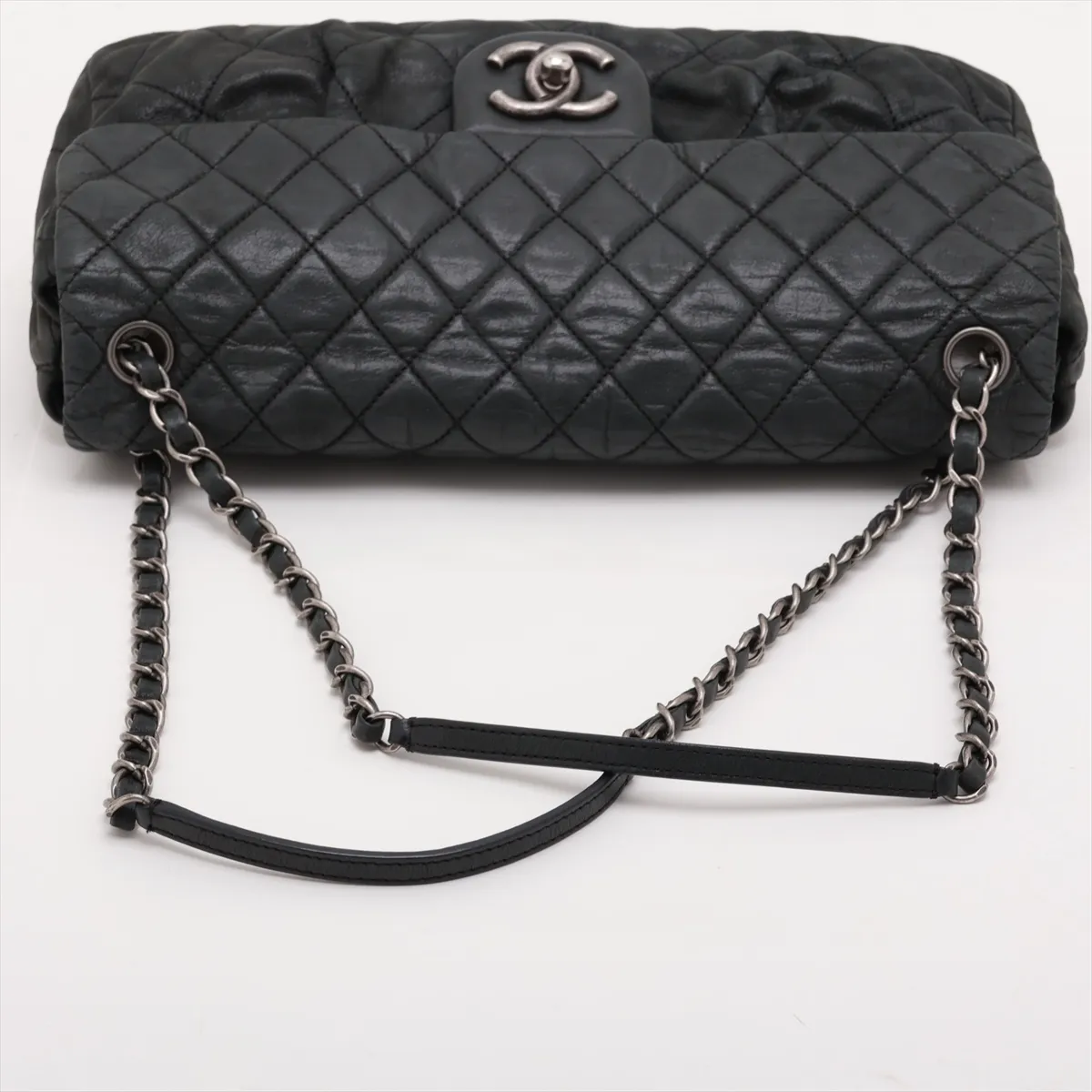 Matelassé Leather Single Flap Double Chain Bag, Black with Gunmetal Hardware, 14520808, Serial Number 14 — view 5