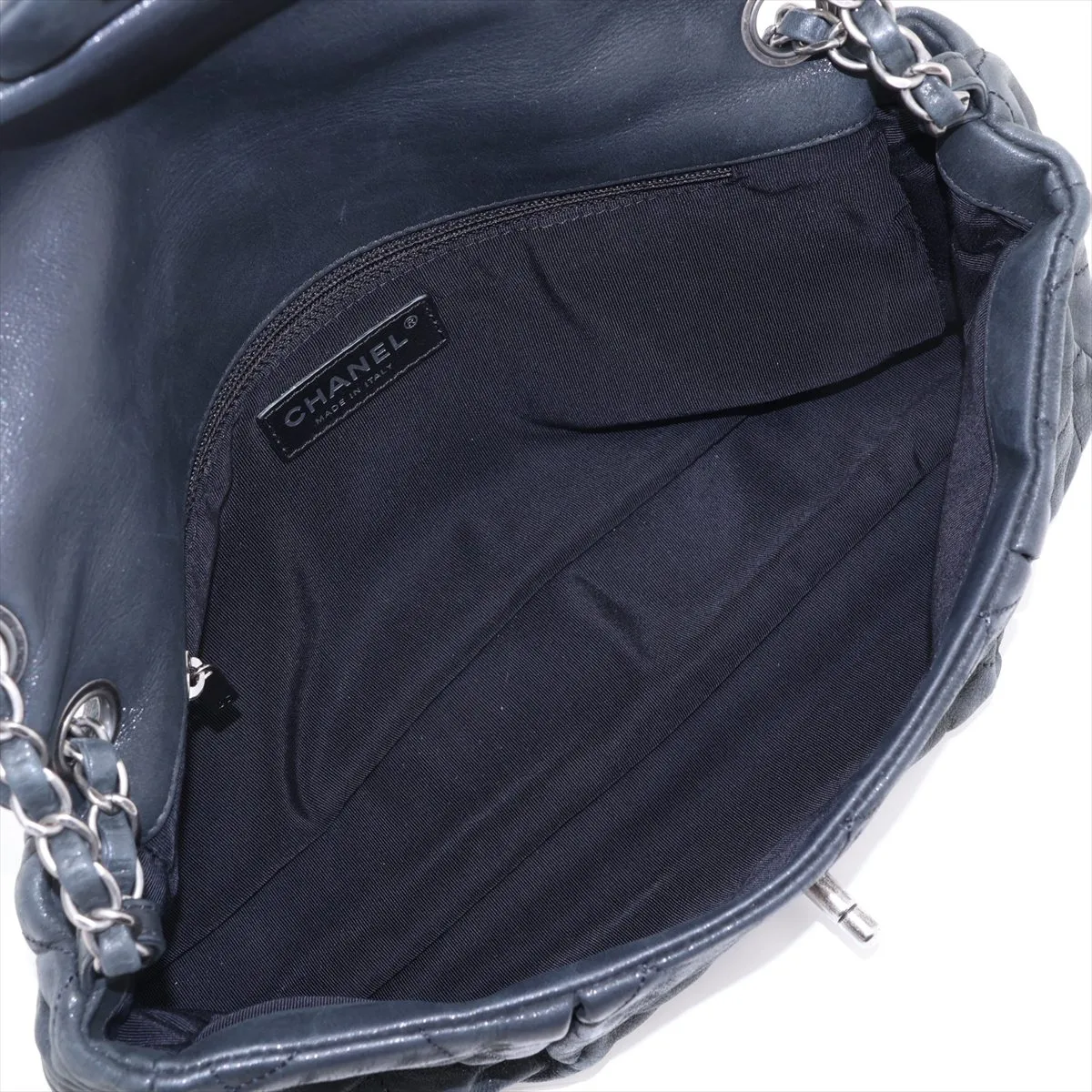 Matelassé Leather Single Flap Double Chain Bag, Black with Gunmetal Hardware, 14520808, Serial Number 14 — view 7