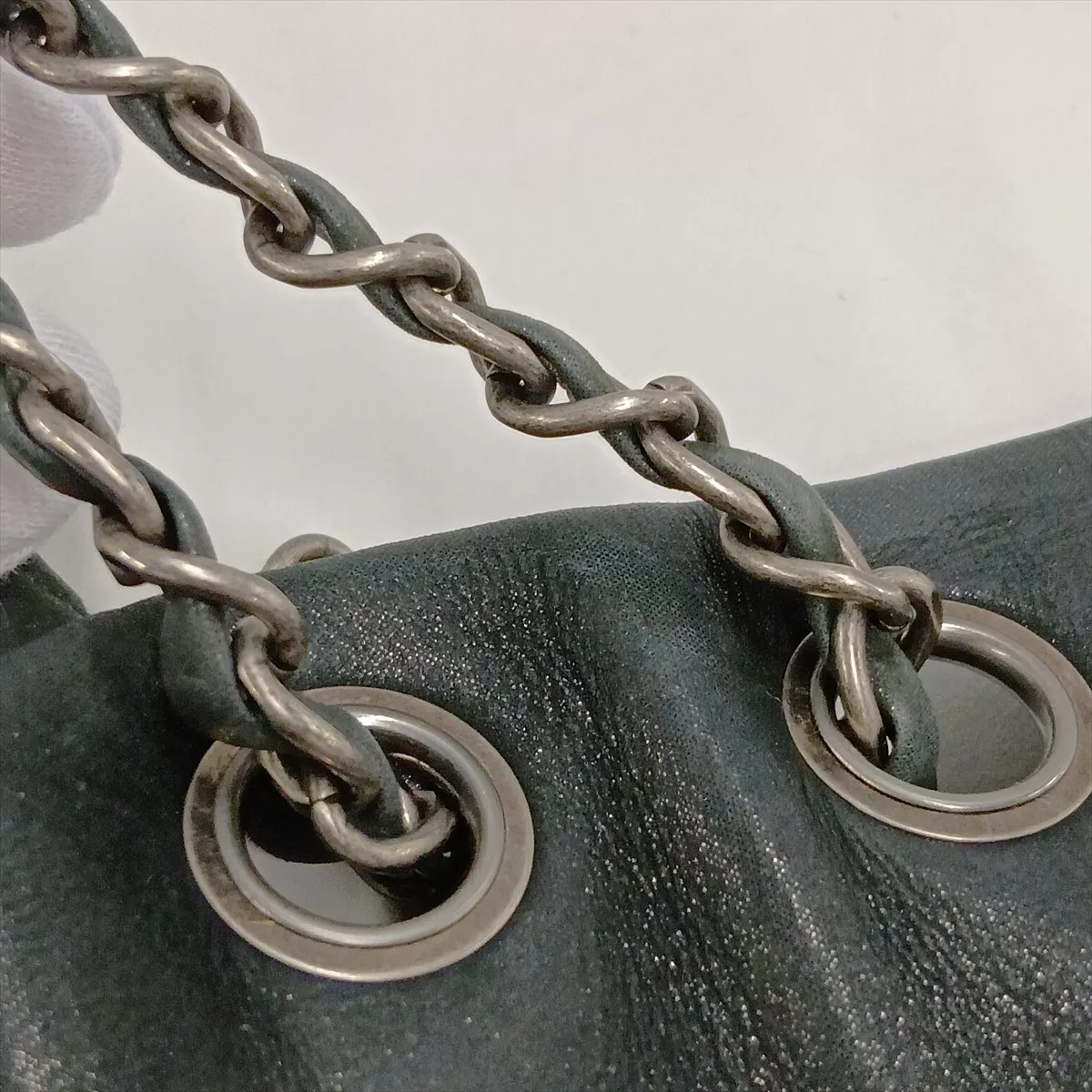 Matelassé Leather Single Flap Double Chain Bag, Black with Gunmetal Hardware, 14520808, Serial Number 14 — view 10