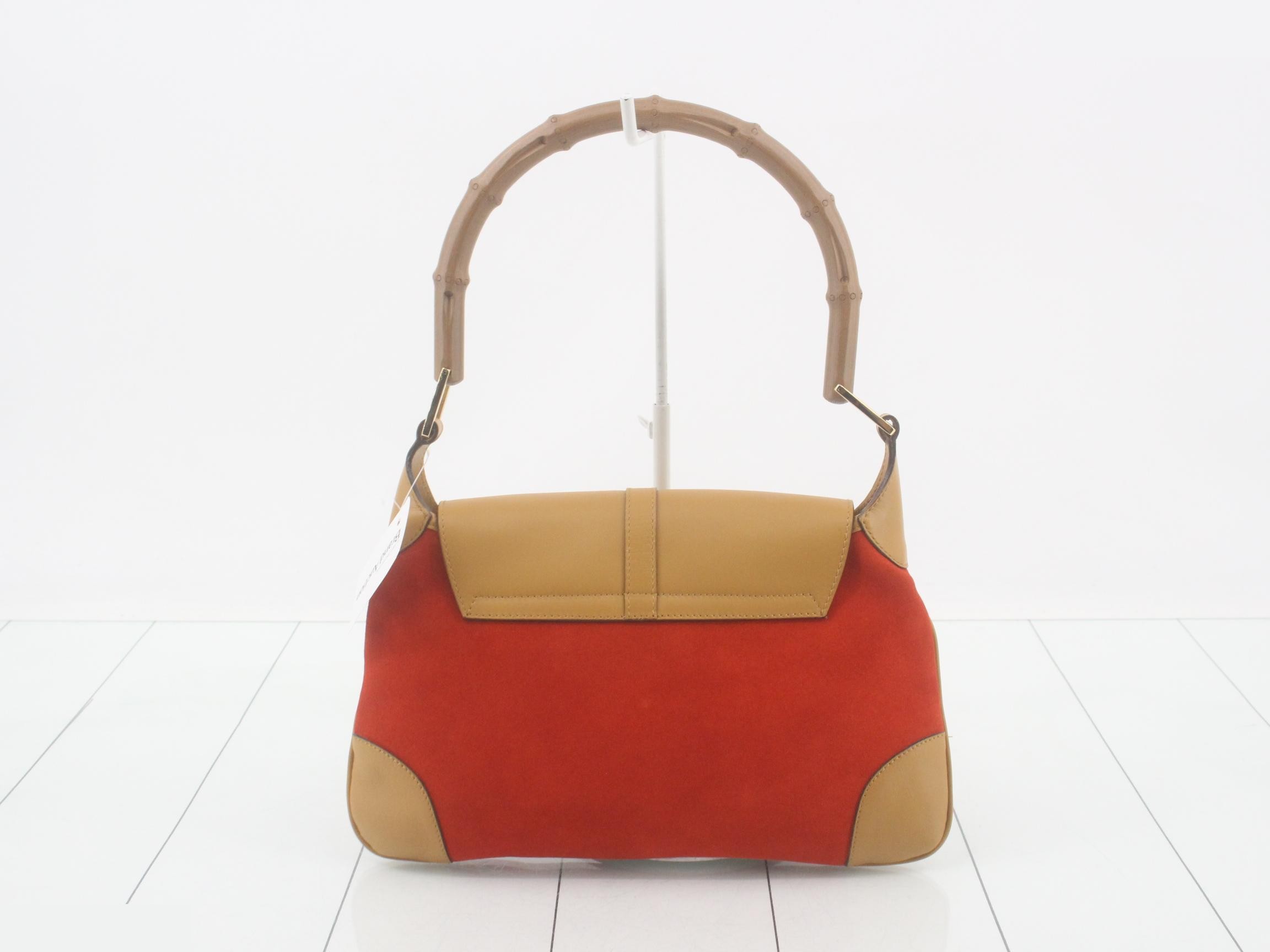 Bamboo Shoulder Bag, Suede/Leather, Beige — view 2