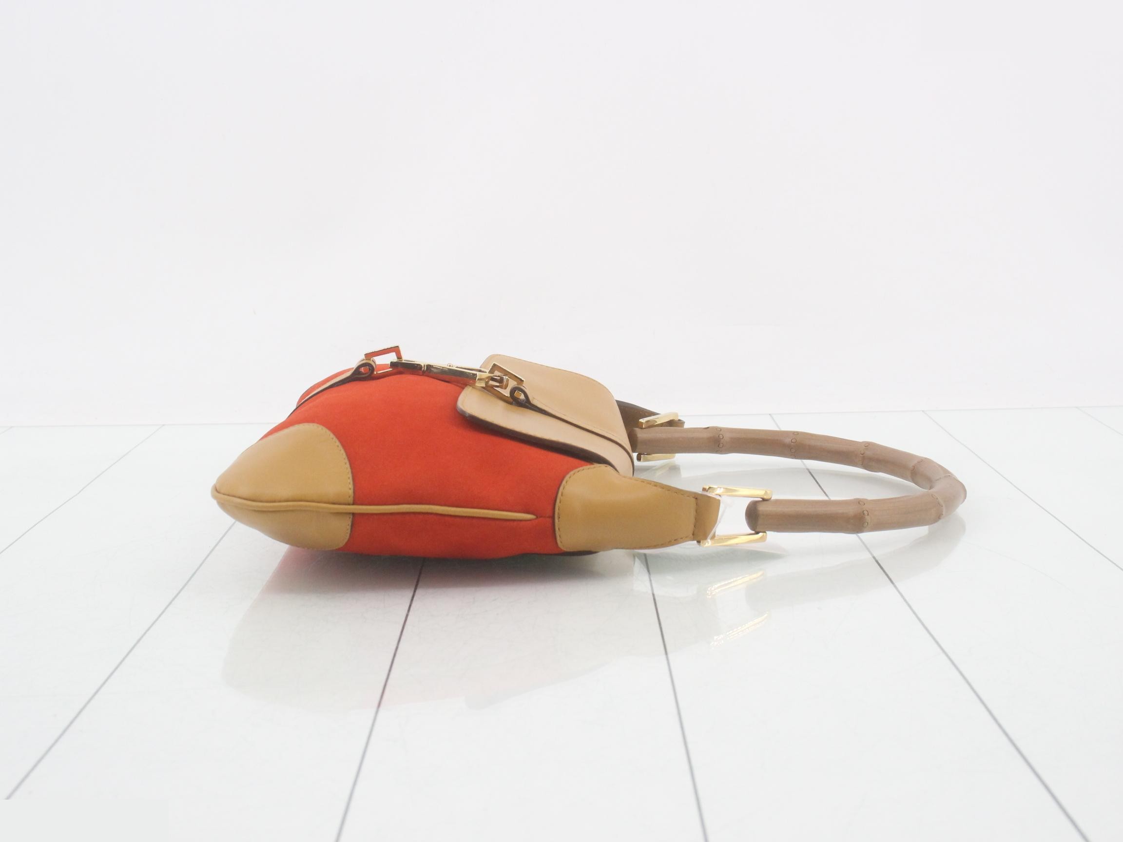 Bamboo Shoulder Bag, Suede/Leather, Beige — view 3